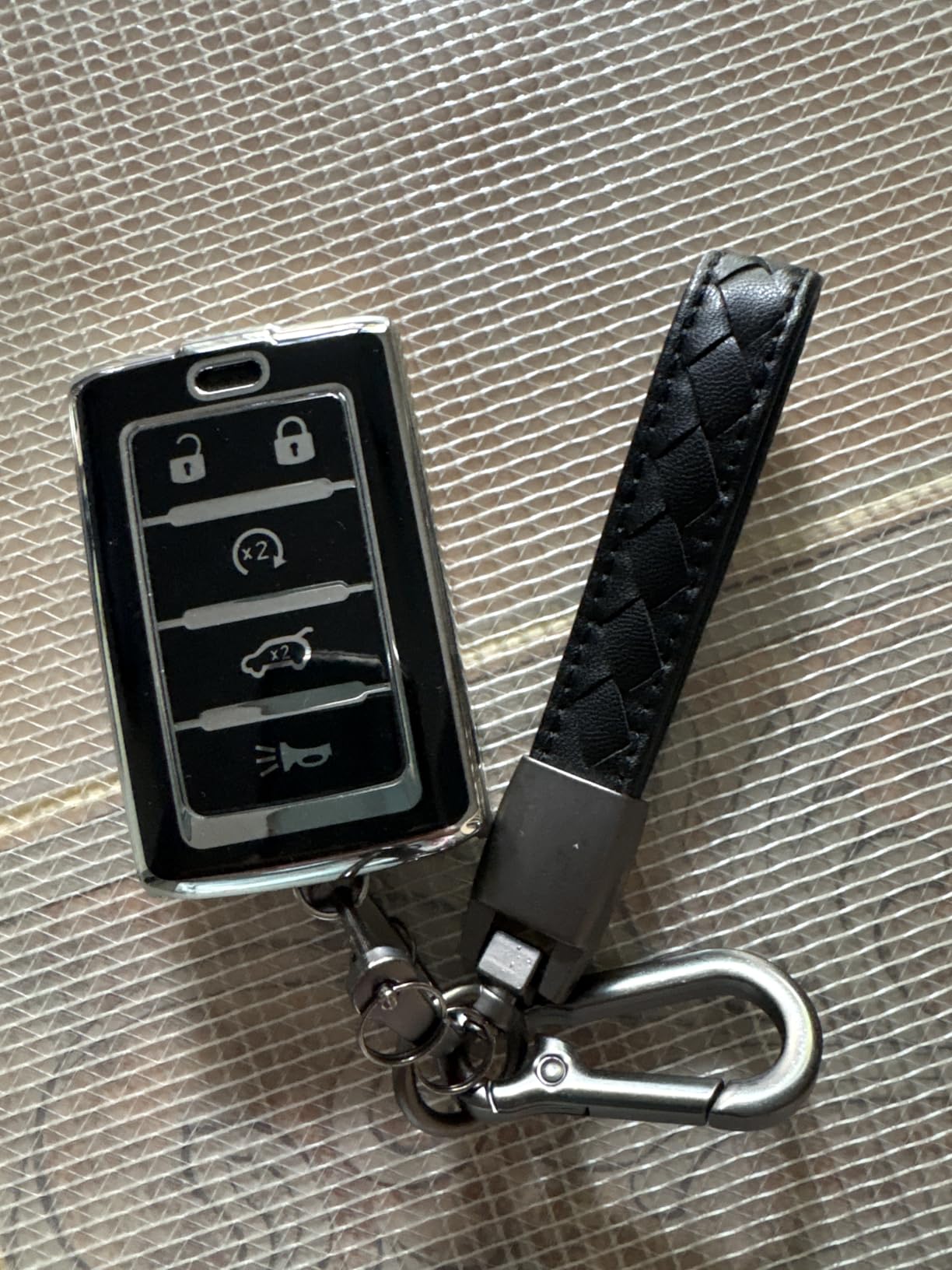 for Jeep Key Fob Cover with Keychain Soft Full Protection Key Shell Compatible with 2021-2026 Jeep Grand Cherokee L/4xe Wagoneer Grand Wagoneer Smart Key 5 Buttons-B(Storm Blue) customer photo 1