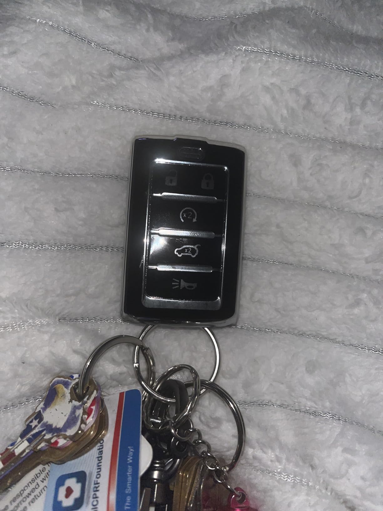 for Jeep Key Fob Cover with Keychain Soft Full Protection Key Shell Compatible with 2021-2026 Jeep Grand Cherokee L/4xe Wagoneer Grand Wagoneer Smart Key 5 Buttons-B(Storm Blue) customer photo 2