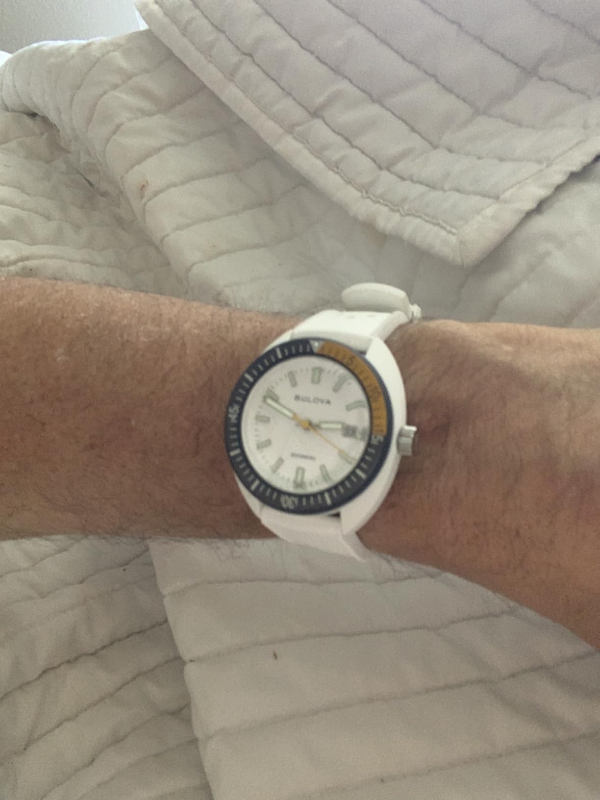 Bulova Oceanographer Snorkel Amazon Exclusive Ceramic Case and White Perforated Rubber Strap Watch customer photo 1