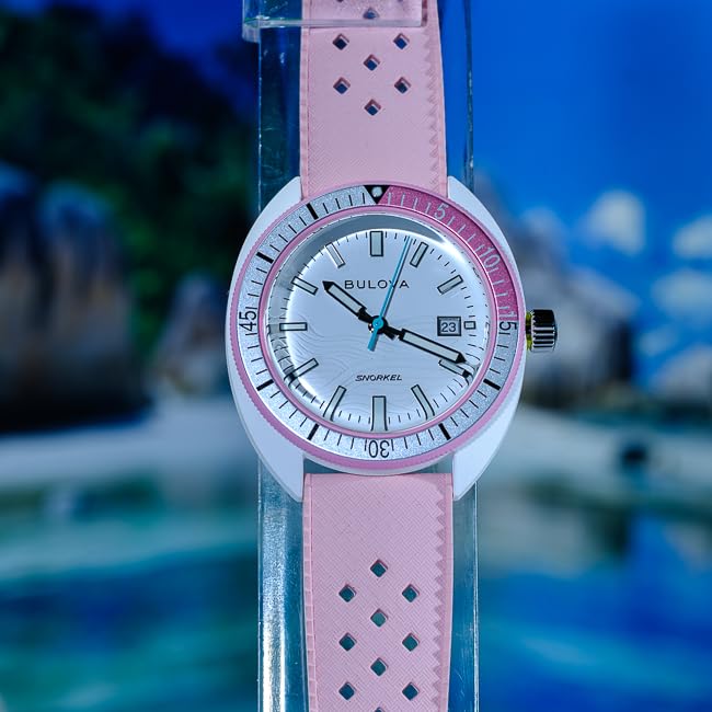 Bulova Oceanographer Snorkel Amazon Exclusive Ceramic Case and White Perforated Rubber Strap Watch customer photo 2