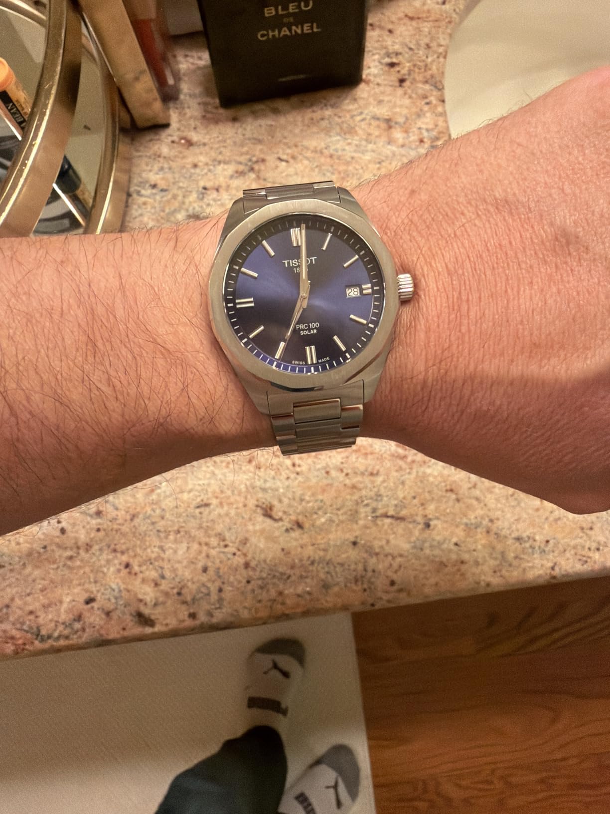 PRC 100 Solar, Blue Dial, 39mm Watch for Men, Silver Stainless Steel Bracelet, Solar Quartz Movement, T1514221104100 customer photo 1