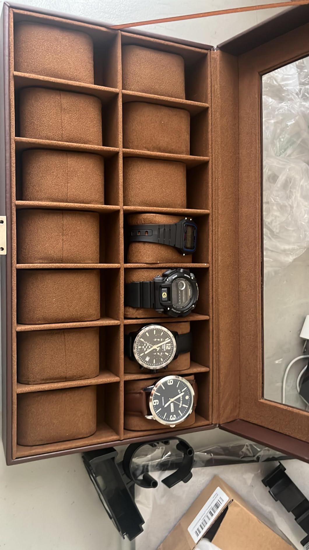 ProCase Watch Case for Men, 14 Slot Mens Watch Box Holder Organizer with Glass Lid, Watch Display Case, Fathers Day Gift for Dad Husband, Birthday Valentine Gifts for Men Women -14 Slot, Black customer photo 1