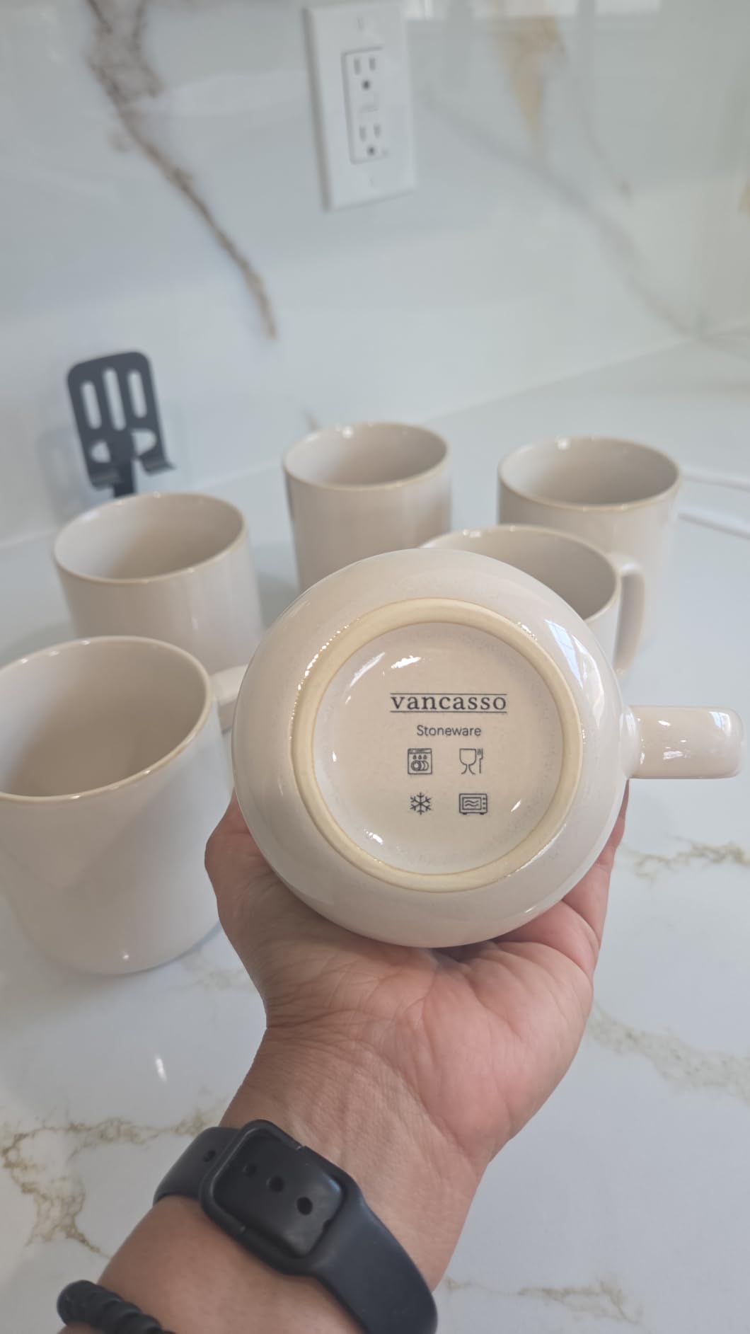 vancasso 16 oz Coffee Mugs Set of 6, Large Ceramic Mug with Handle, Unique Glaze Coffee Cups for Latte, Cappuccino & Hot Cocoa, Dishwasher & Microwave Safe, Blue, Series ONION customer photo 1