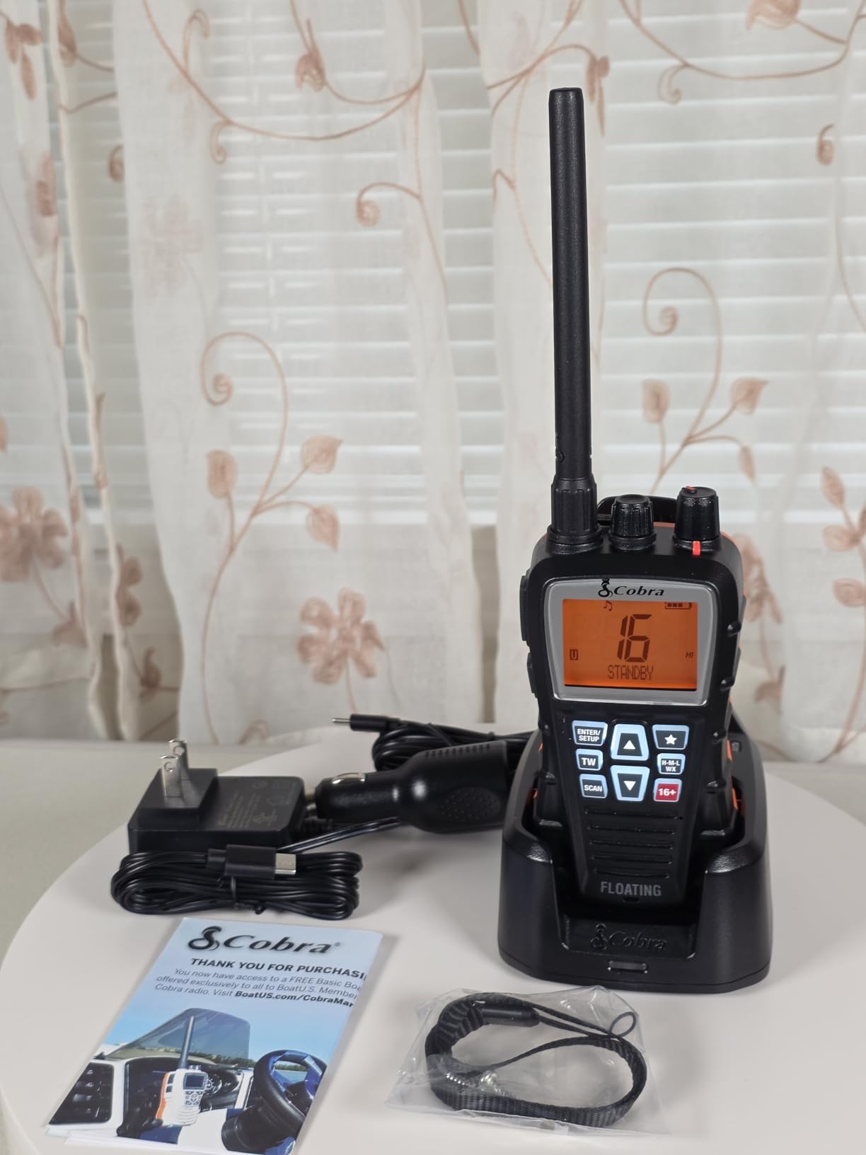 Cobra BlueBound 350 VHF Handheld Marine Radio - Black - 6-Watt, Floating, Long Range, NOAA Weather Alerts, International Functionality, IPX7 Waterproof, USB-C, Submersible, LCD Screen, Belt Clip customer photo 2