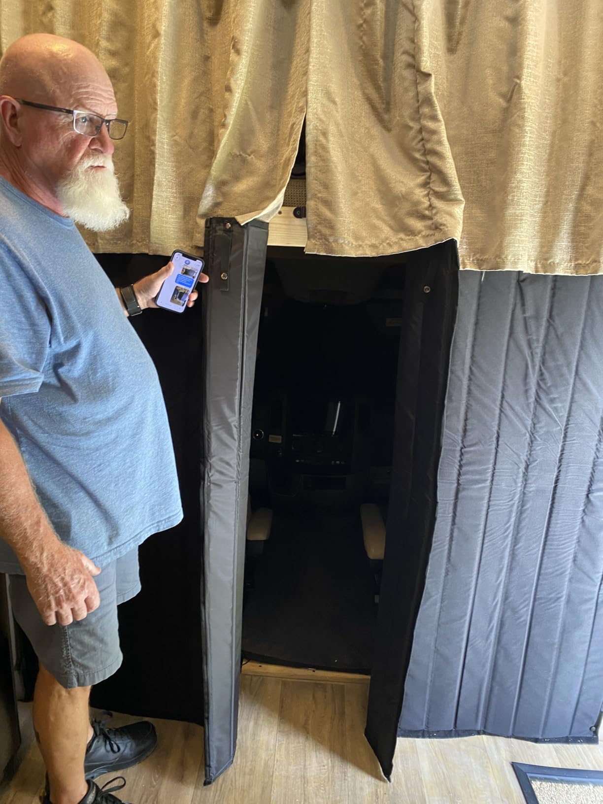 Privacy Cab Curtain for Mercedes-Benz Sprinter High Roof Van, 2007-Current, Divider Screen for Cab & Living Quarters, Magnetic Closure, Without Curtain Rod customer photo 2