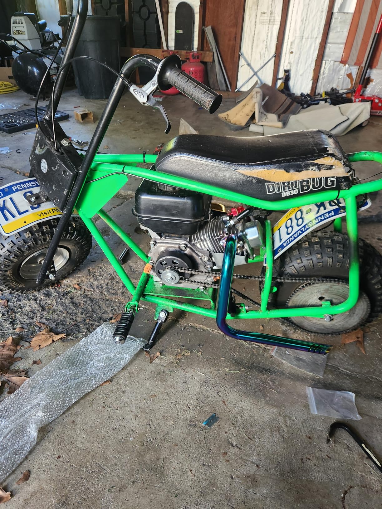 212cc Exhaust Mini Bike Left Long Pipe Compatible with Coleman CT200U CT200U-EX B200R BT200X Baja MB200 Axis Monster Mega Moto 200cc GX160 GX200 Predator 196cc Go Kart Minibike Header Parts customer photo 1