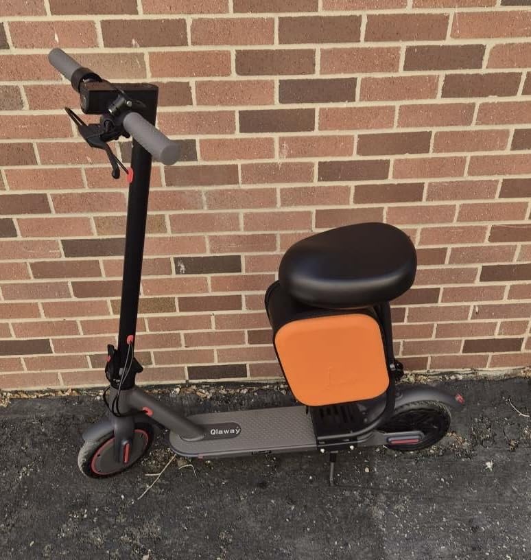 Qlaway Electric Scooter with Seat for Adults, 8.5''/10'' Solid Tires, 19/22MPH, 700W/1000W Peak Motor, 15/22 Miles Range, Portable & Folding Commuter Escooter with Dual Braking, Smart APP customer photo 1