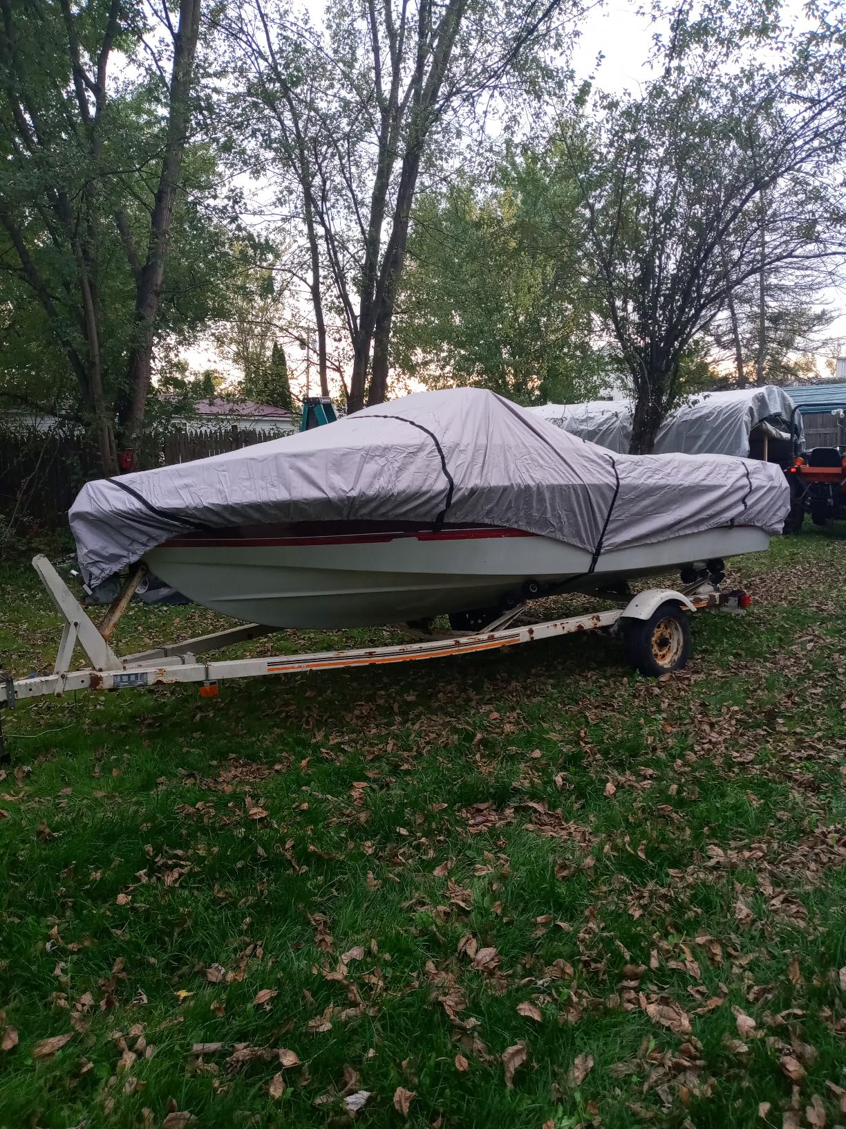 1200D 5-Layer Jon Boat Cover 12-14ft with Motor Cover | Super Waterproof (2-Layer PU, 1