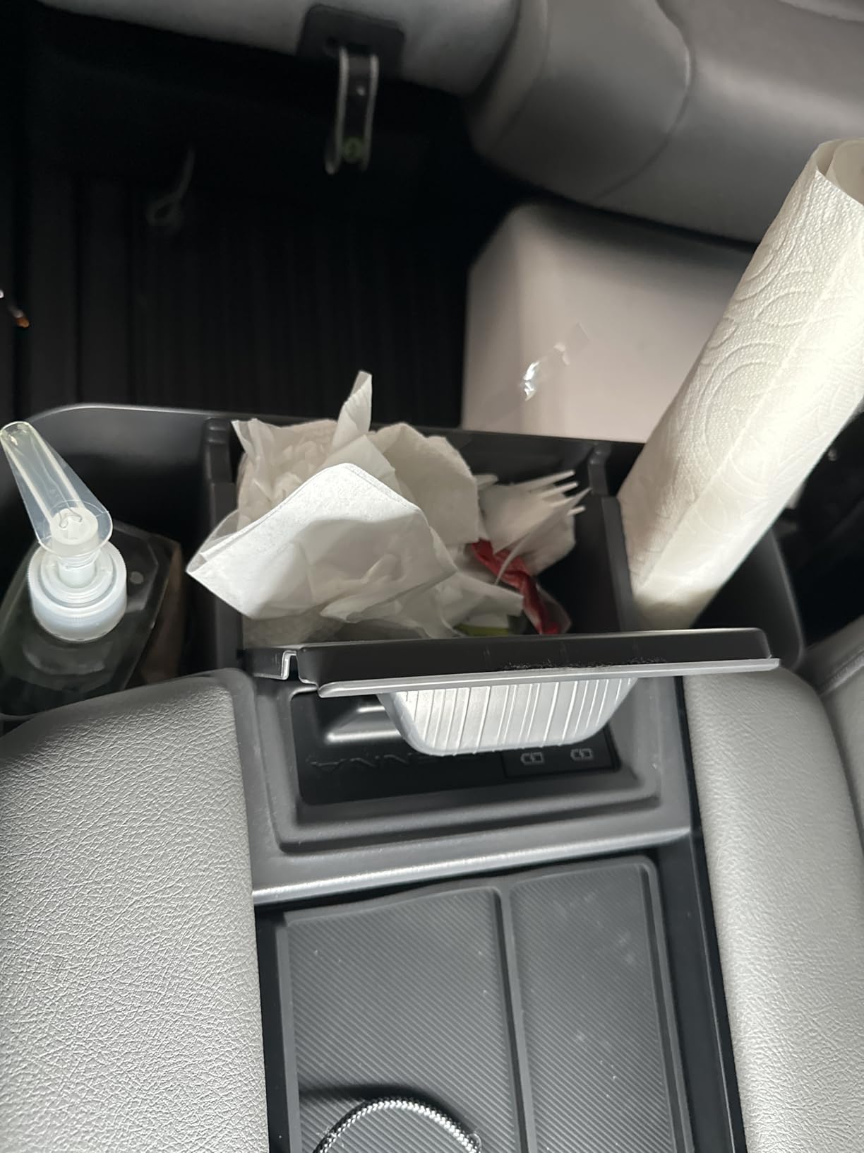 3-in-1 Rear Center Console Hanging Organizer for Toyota Sienna 2021-2025 2026, Backseat Organizer with Cup Holder, Tissue Holder & Phone Stand, Waterproof Easy Clean Sienna Accessories customer photo 2