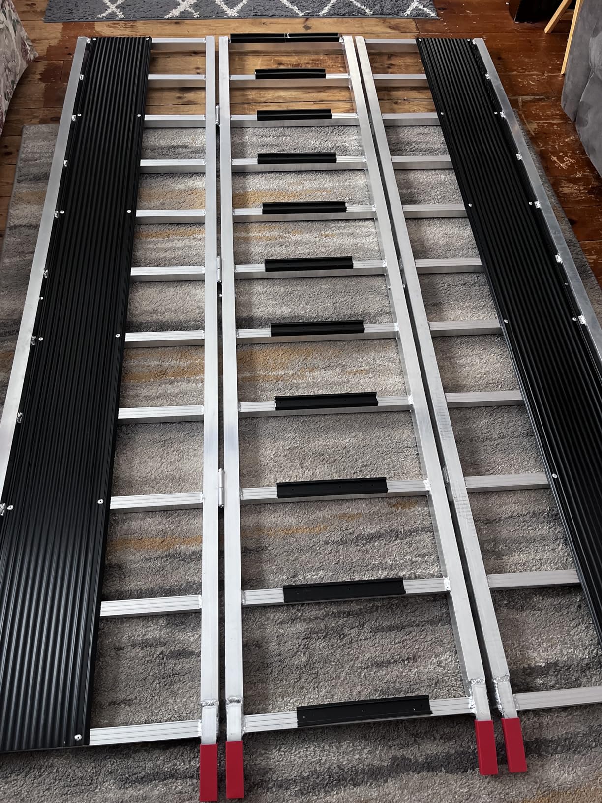 GarveeTech Snowmobile Loading Ramp, 1500Lbs Aluminum Tri-Fold Ramps with Ski Guides for Snowmobile, 85