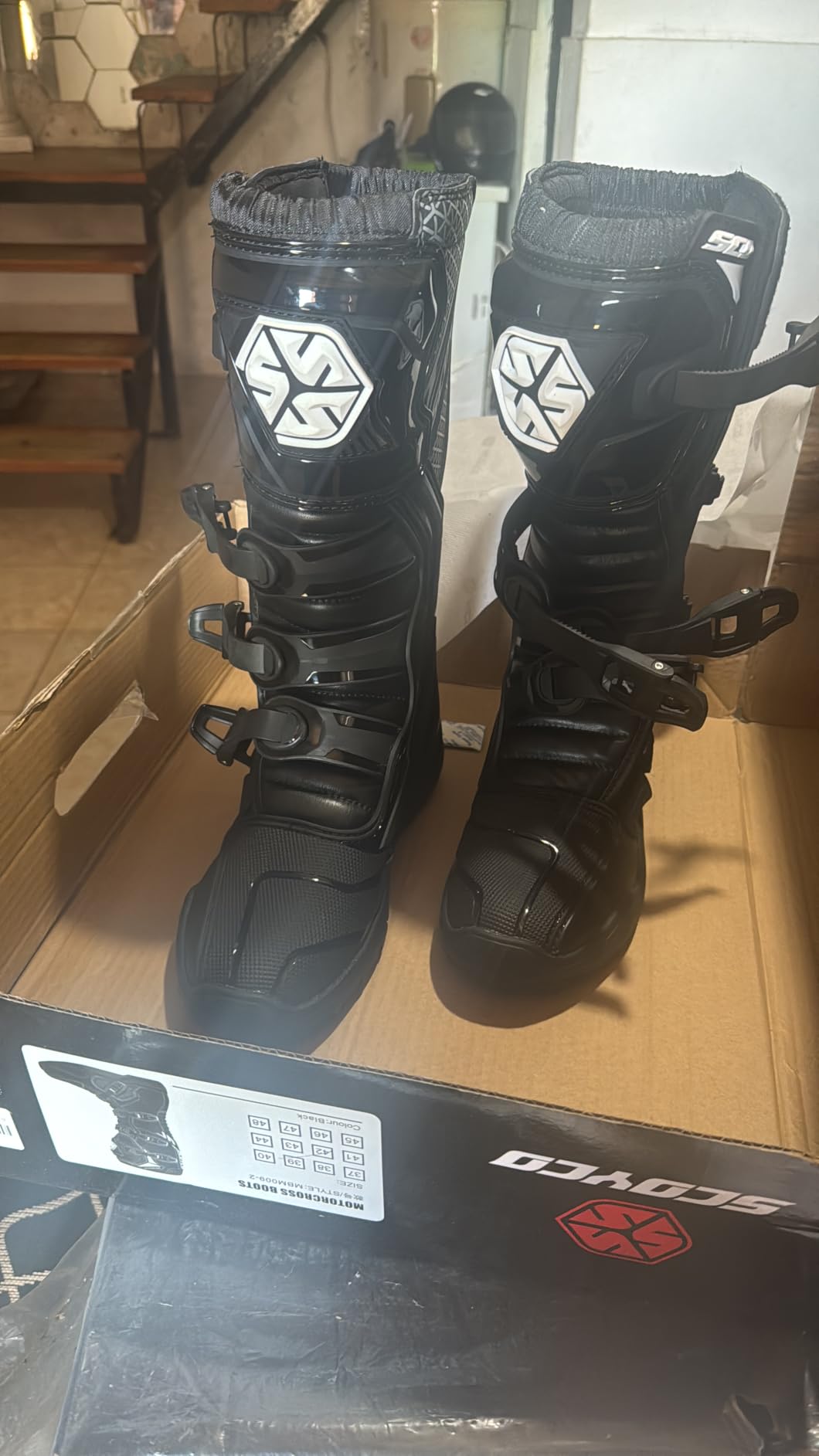 Scoyco Dirt Bike Boots for Men CE Level 1 Enduro Motocross Boots with Shin Guard & Ankle TPU Protection Full Leather customer photo 1