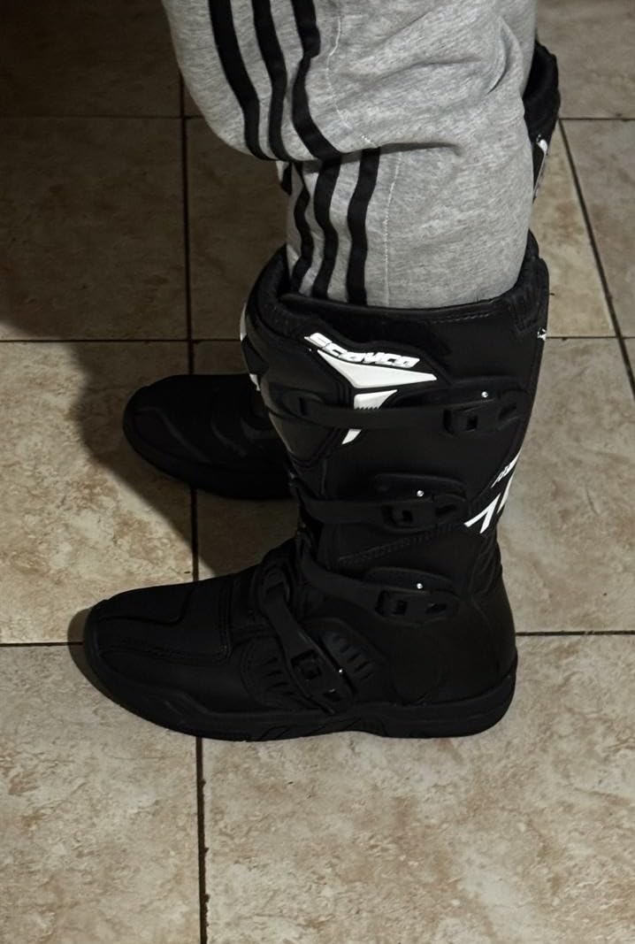 Scoyco Dirt Bike Boots for Men CE Level 1 Enduro Motocross Boots with Shin Guard & Ankle TPU Protection Full Leather customer photo 2