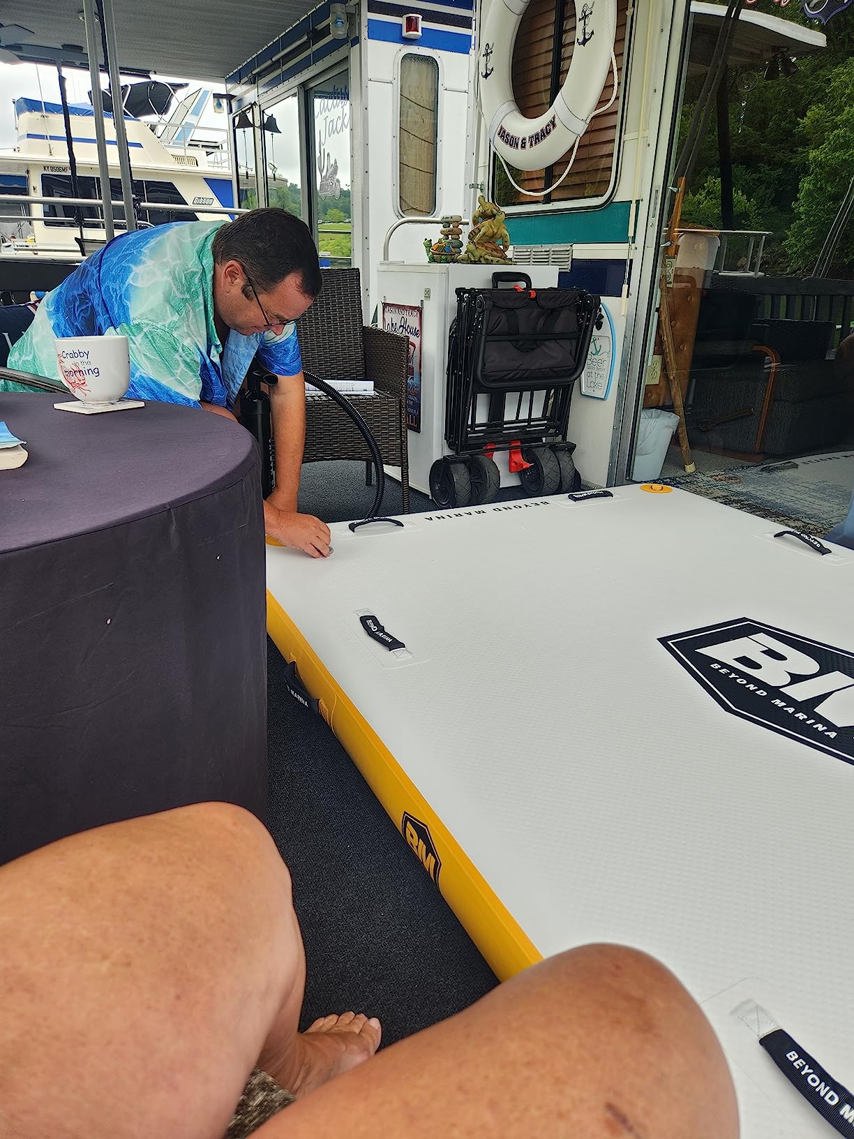 BEYOND MARINA Inflatable Floating Dock - Swim Platform, Floating Deck Raft Mat for Lake, Pool, Beach, Ocean - Non-Slip Surface - BM Fundeck customer photo 3