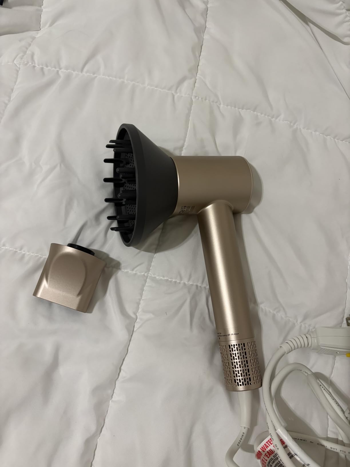 Hair Dryer, 160,000 RPM High-Speed Ionic Blow Dryer with Diffuser, Professional Hairdryer for Fast Drying, 500 Million Negative Ions, Low Noise Compact Hair Blow Dryer for All Hair Types, Gold customer photo 2
