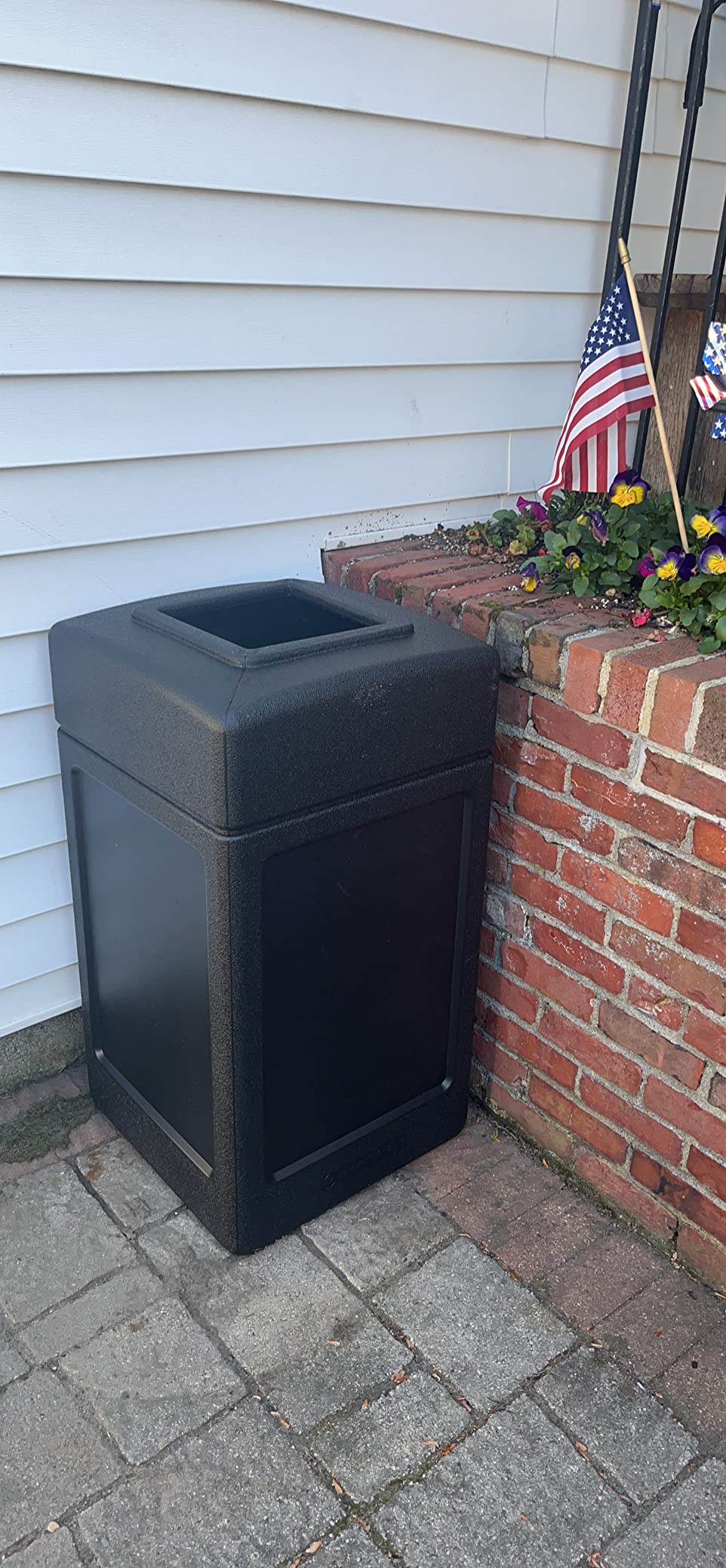 Commercial Zone 732101 Open-Top Indoor/Outdoor Square 42 Gallon Large Waste Trash Container Bin, Black customer photo 1