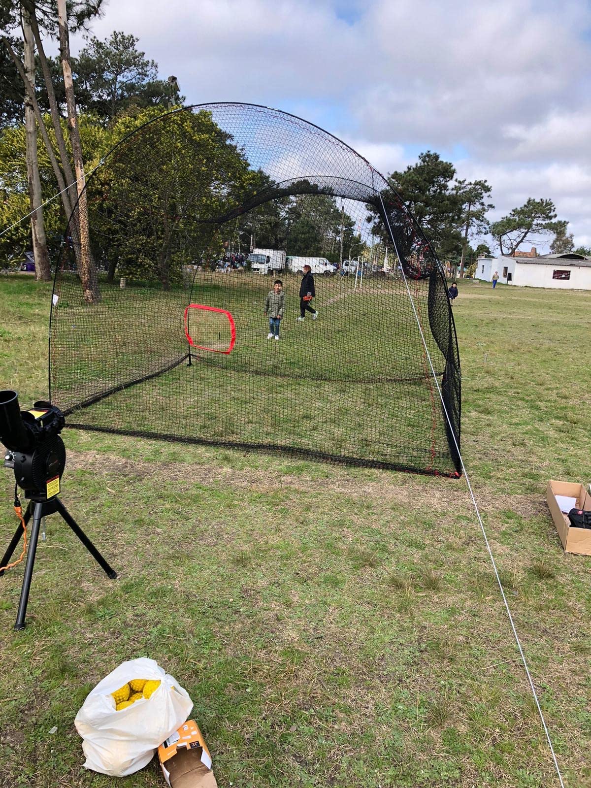 Heater Sports 12' x 12' x 10' Home Run Baseball & Softball Batting Cage - Portable Net with Durable Frame, Built-in Machine Square (Machine Not Included) customer photo 1