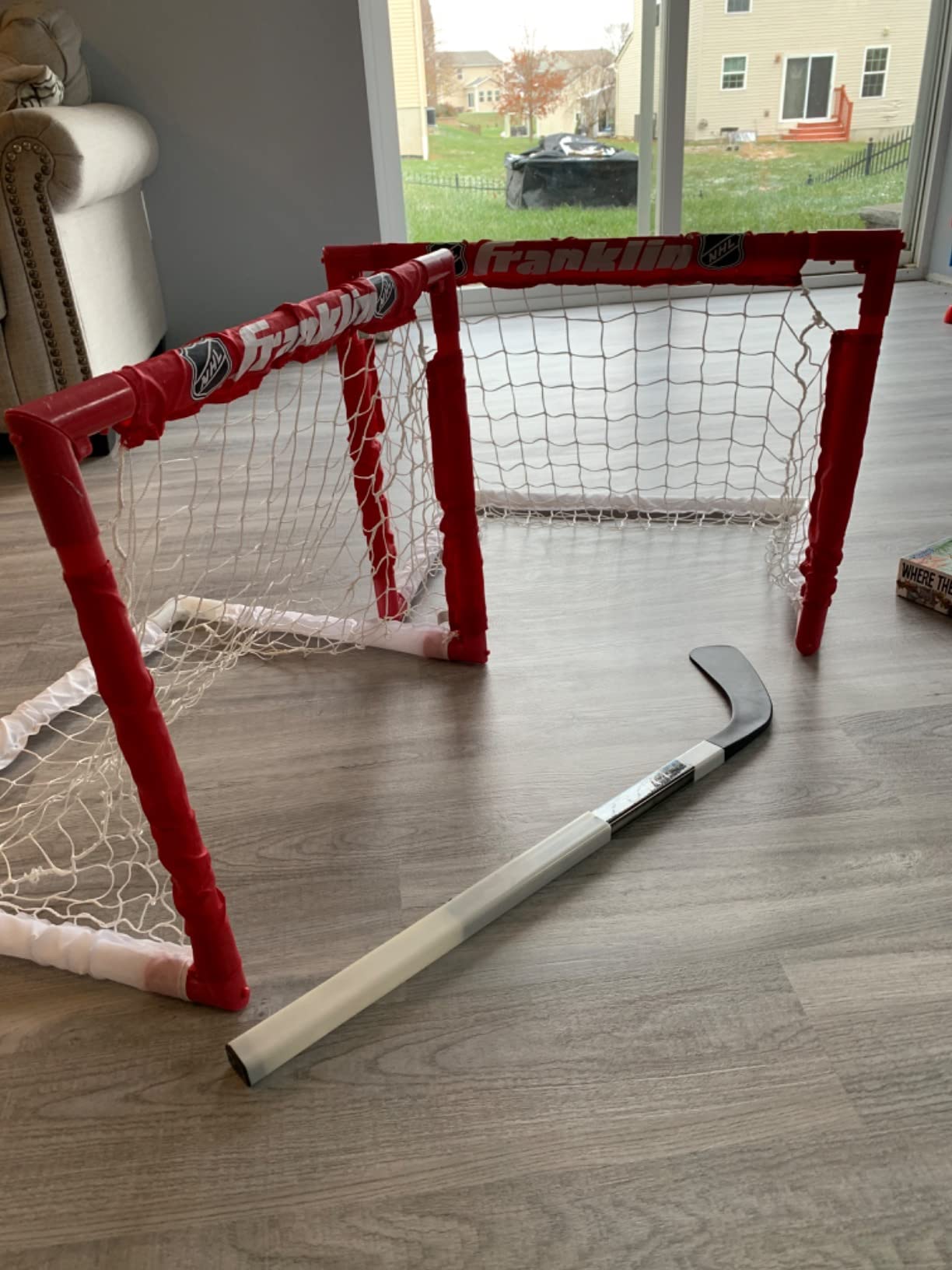 Franklin Sports NHL Kids Folding Hockey Goals Set - (2) Street Hockey & Knee Hockey Goals - (2) Adjustable Youth Hockey Sticks, (2) Knee Hockey Sticks, (2) Mini Hockey Balls + (1) Street Hockey Ball customer photo 2