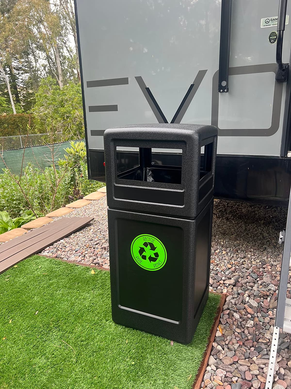 Commercial Zone-73290199 PolyTec 42 Gallon Square Waste Container with Dome Lid Color: Black customer photo 1