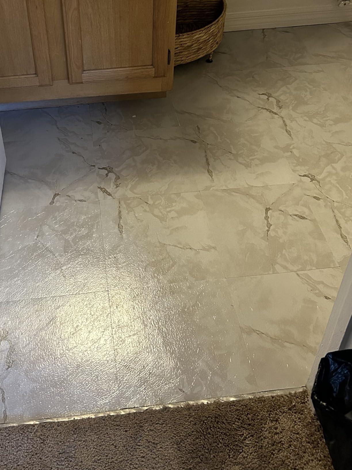 Nexus Self Adhesive 12-Inch Vinyl Floor Tiles, Classic White w/Grey Veins customer photo 2