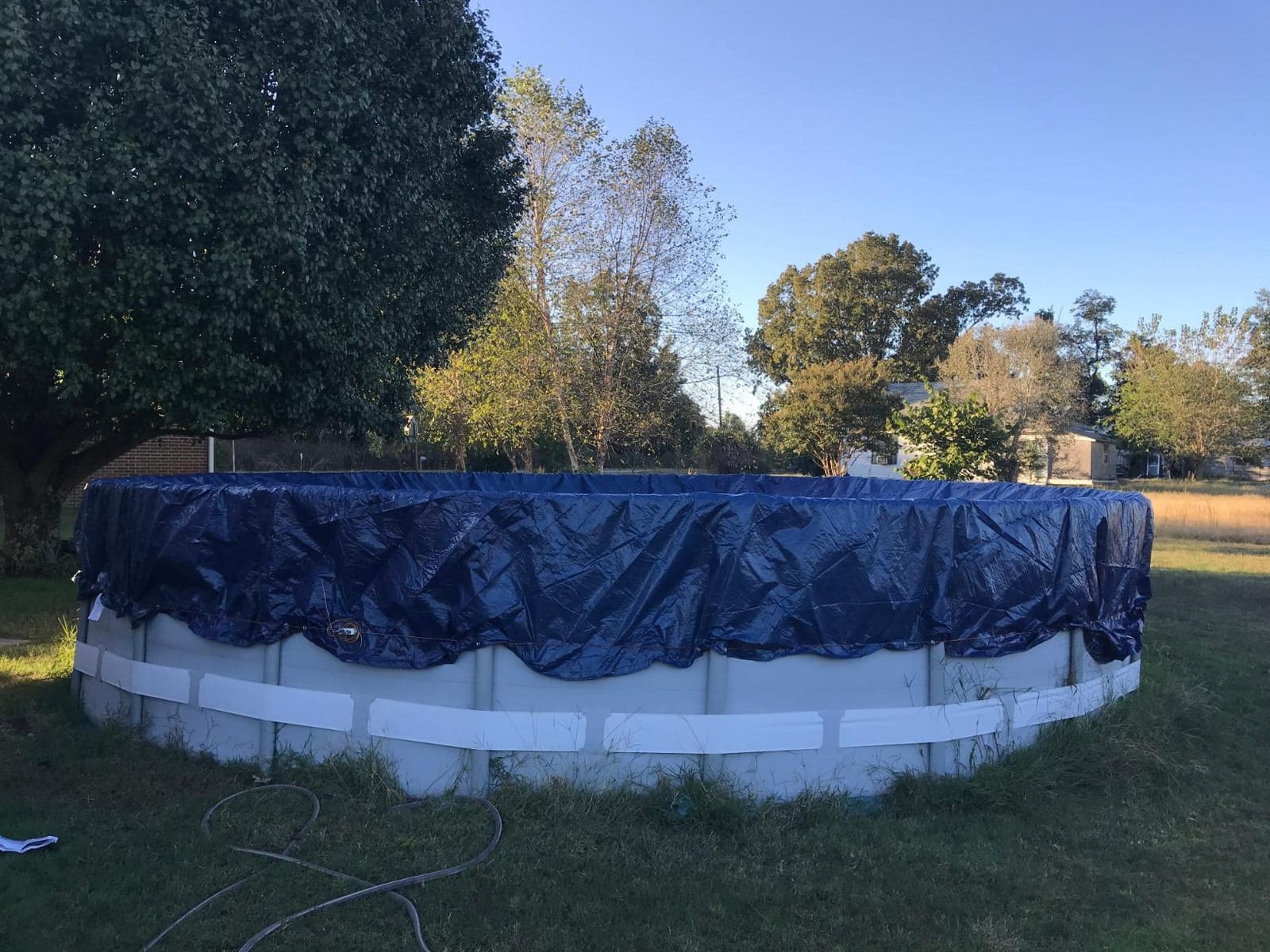 Robelle 24 ft Heavy Duty Super Winter Pool Cover for Above Ground Pools | Blue Above Ground Pool Cover, 4 ft Overlap, Solid 8 x 8 Scrim, 10-Year Warranty customer photo 2