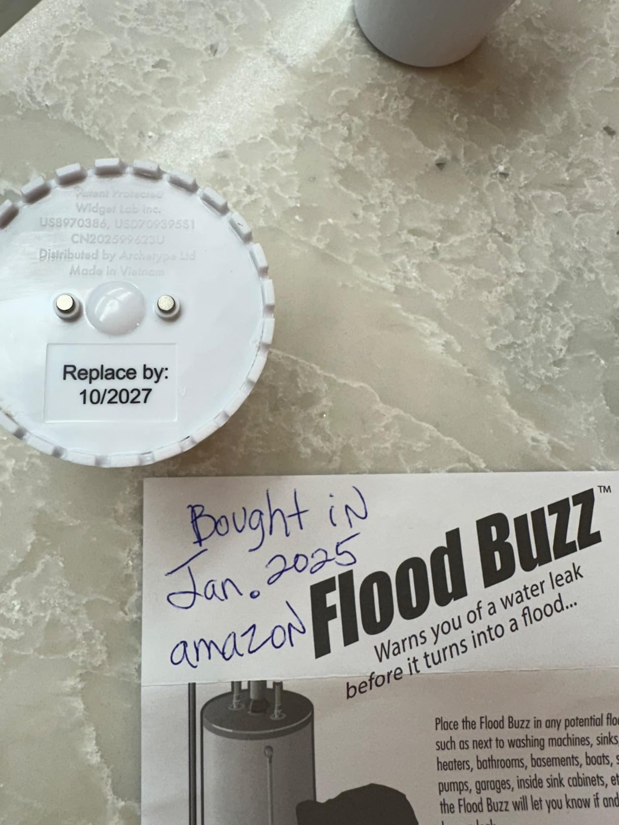 Flood Buzz Small Water Leak Detectors for Homes & Businesses - 6-Pack | No Setup Required - Patented Design - Use Under Sink, Toilet, Basement, RV, Water Heater, Dishwasher - Reusable Alarm customer photo 1