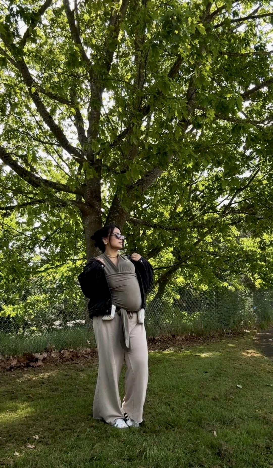 Boba Baby Wrap Carrier - Stretch Cotton Newborn Sling, Grey | Breathable, Hands-Free Babywearing Carrier Wrap; ergonomic, secure hold for newborn to toddler 7-35 lbs. customer photo 1