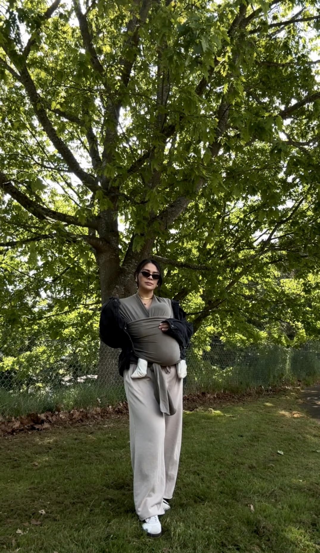 Boba Baby Wrap Carrier - Stretch Cotton Newborn Sling, Grey | Breathable, Hands-Free Babywearing Carrier Wrap; ergonomic, secure hold for newborn to toddler 7-35 lbs. customer photo 2