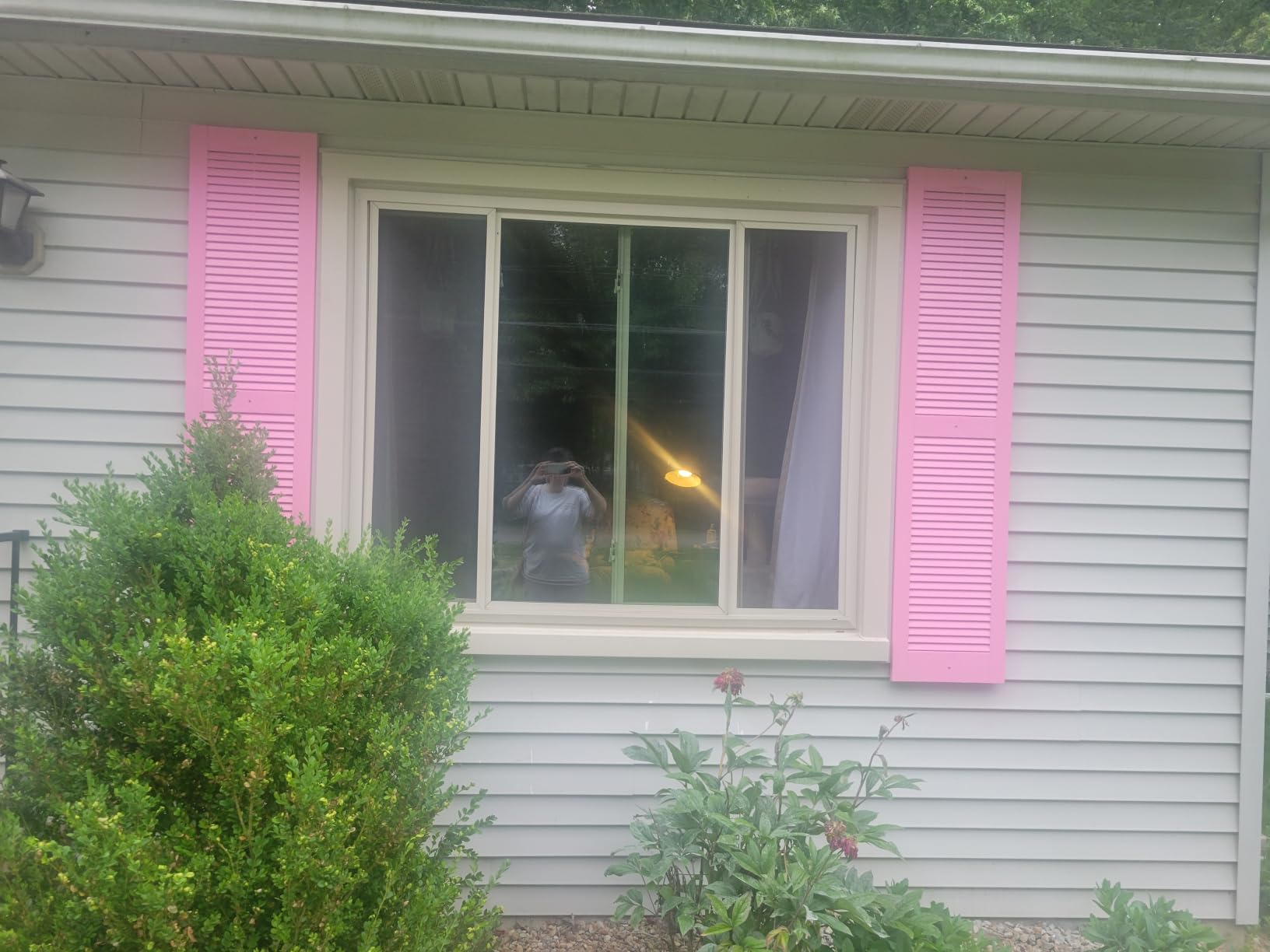 Exterior Solutions Standard Louver Exterior Vinyl Shutter, Black (Pair), 15 Inch x 59 Inch customer photo 2