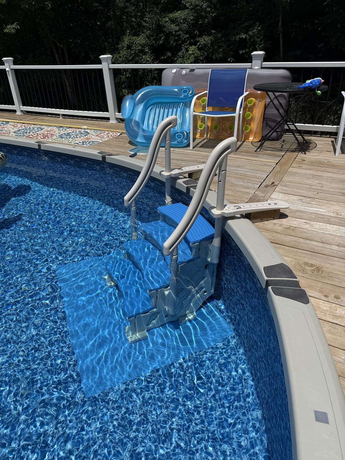 Confer Plastics Curve CCX-AG Drop in Above Ground Pool Step with Grey Treads - Base Step customer photo 2