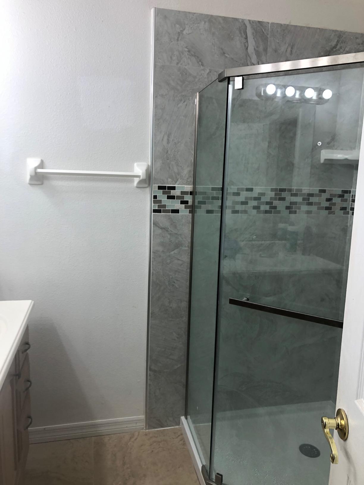 DreamLine Prism 34 1/8 in. x 72 in. Frameless Neo-Angle Pivot Shower Enclosure in Brushed Nickel, SHEN-2134340-04 customer photo 2