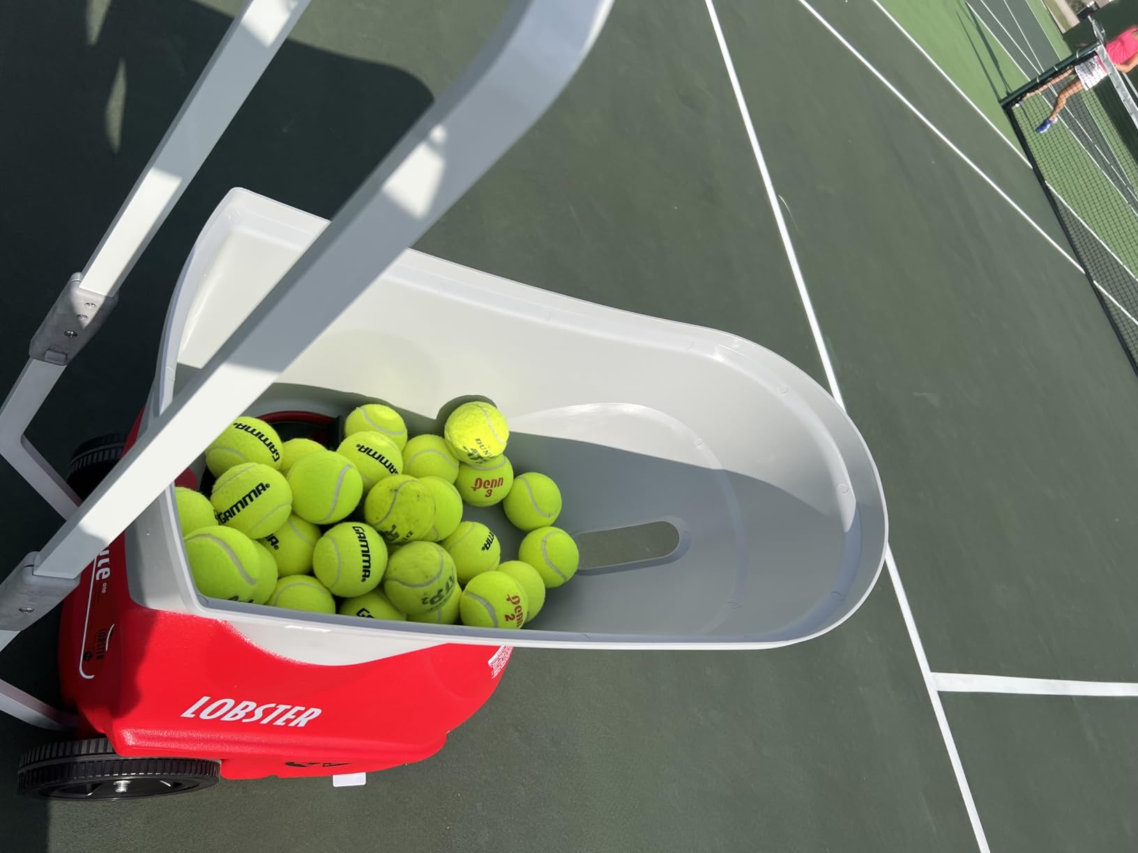 LOBSTER Sports Elite Tennis Ball Machine - Auto Portable Tennis Ball Launcher, Preloaded & Custom Drills, Spin Control, Lob Elevation Switch, Ball Speed (up to 80MPH), with Multi-Function Remote customer photo 2