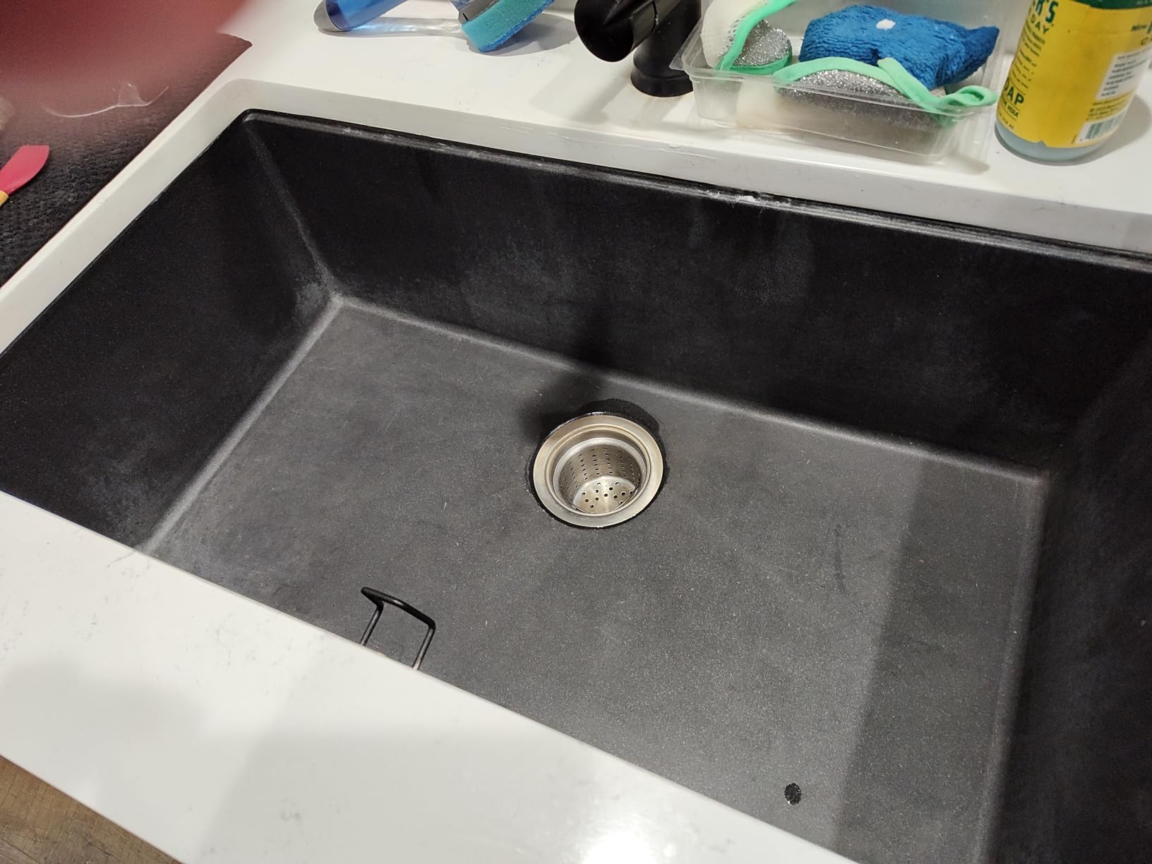 KRAUS Black Onyx 31 in Undermount Granite Kitchen Sink KGU-413B | Quartz composite with metallic particles, heat-safe, non-porous surface resists stains, colored through to resist fading customer photo 2