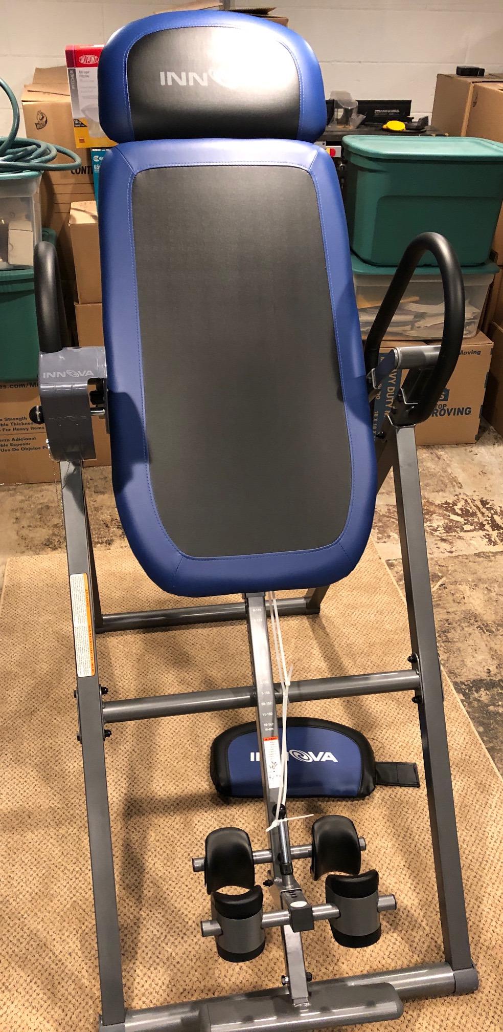 INNOVA HEALTH AND FITNESS ITM4800 Advanced Heat and Massage Inversion Table, Black/Blue/Gray customer photo 2
