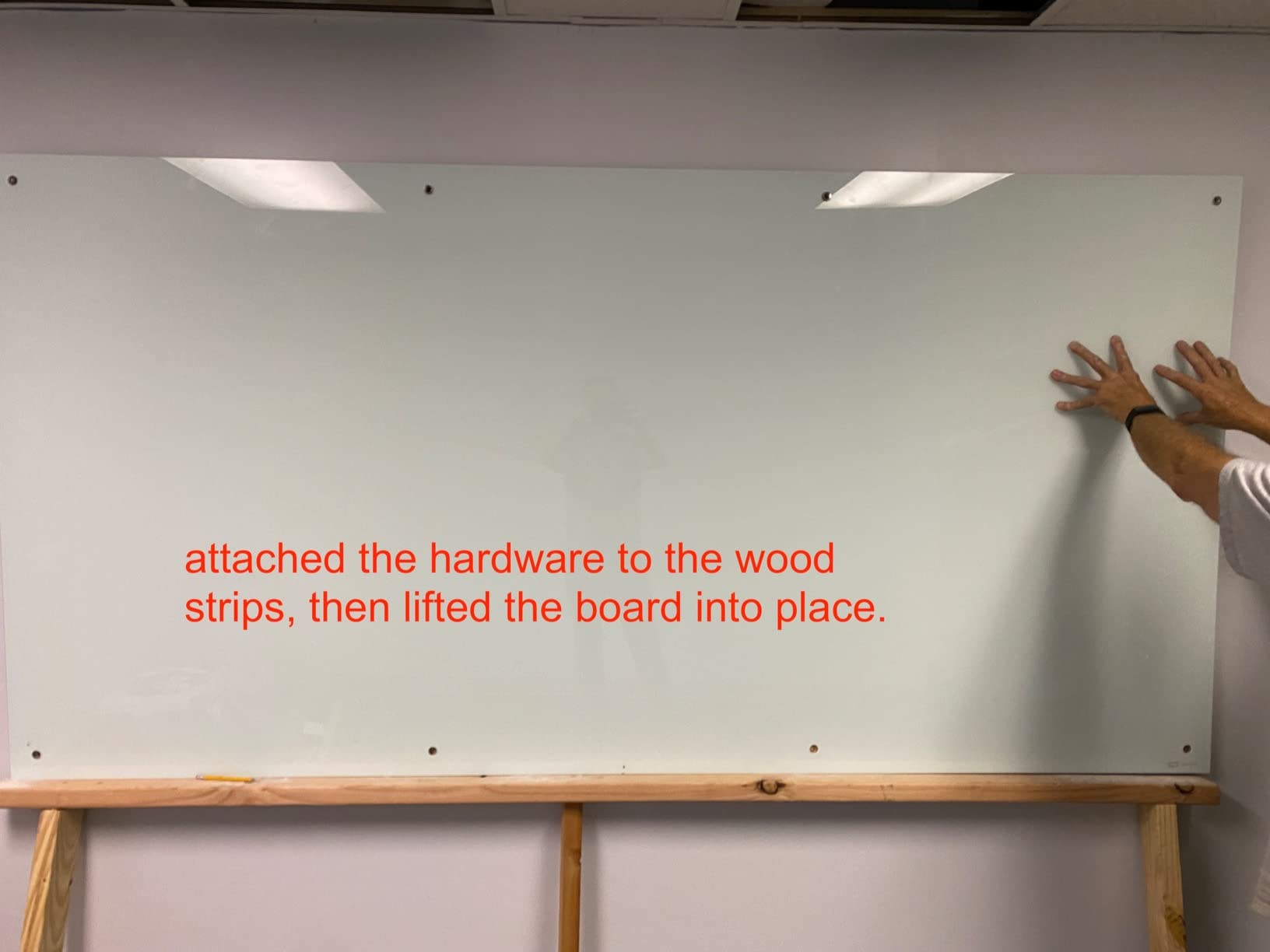 Quartet Whiteboard, Glass Dry Erase Board, Magnetic, 6' x 4', Infinity Frameless Mounting, White Surface, Accessory Tray, 1 Dry Erase Marker and 2 Glass Board Magnets (G7248W) customer photo 2