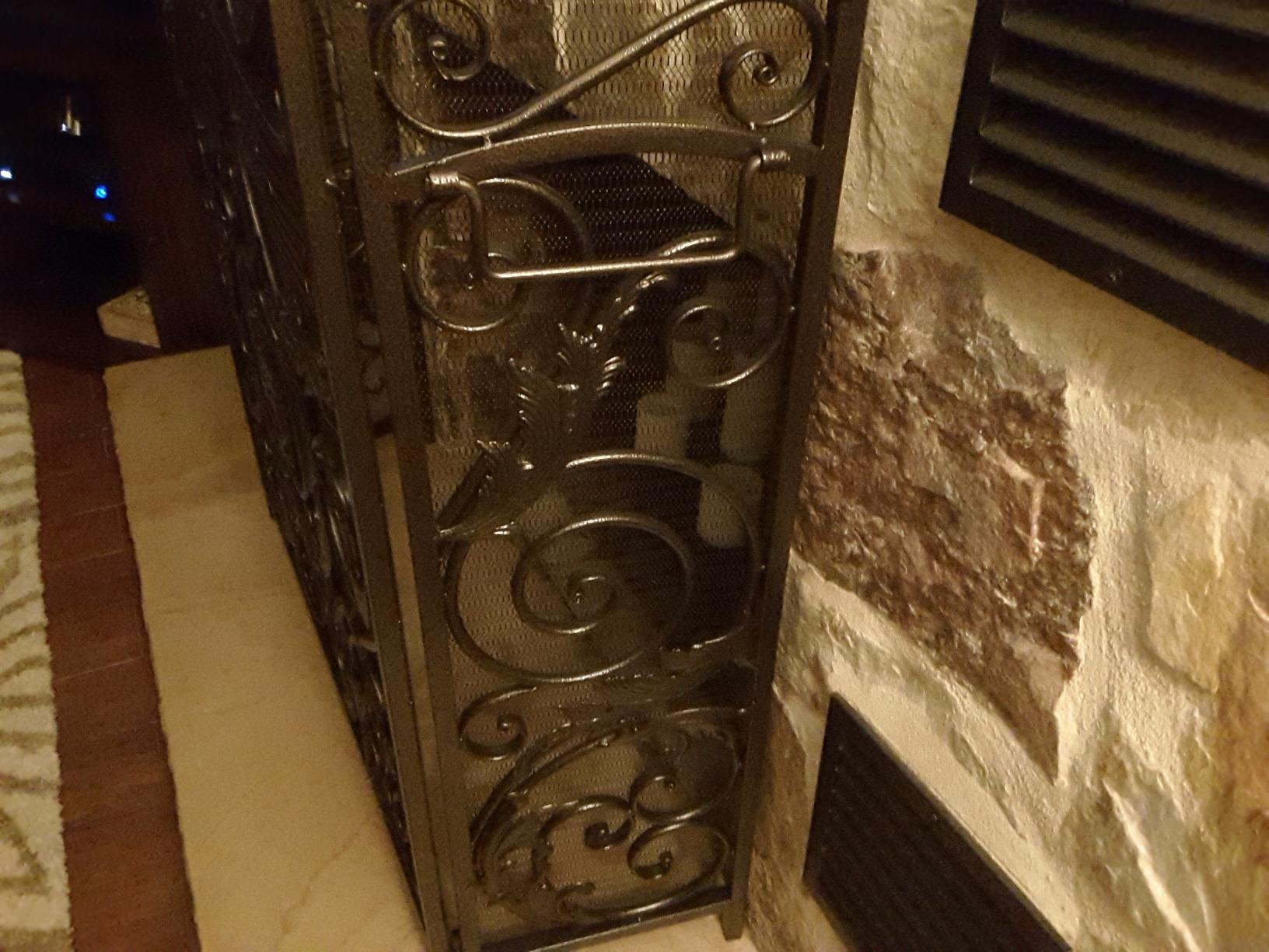 Christopher Knight Home Waterbury Fireplace Screen, Gold Flower On Black customer photo 2