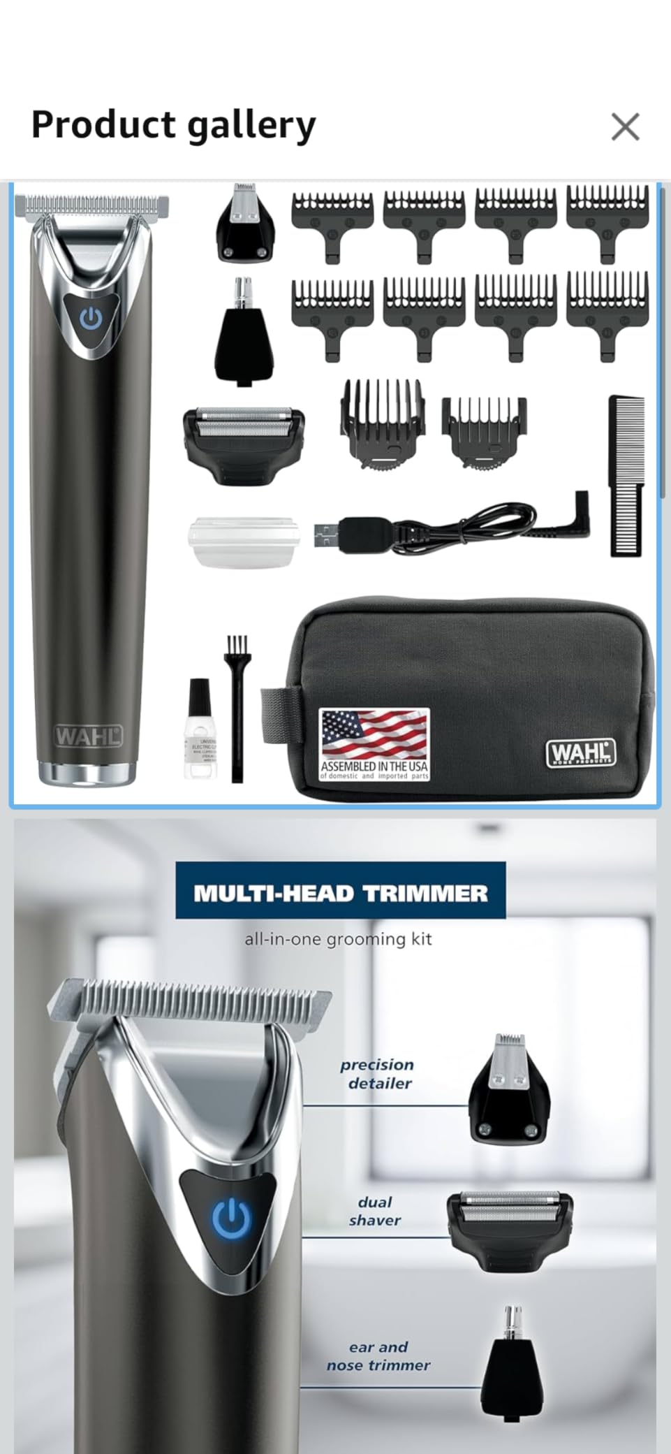 Wahl USA Stainless Steel Lithium Ion 2.0+ Slate Beard Trimmer for Men | Electric Shaver, Nose Ear Trimmer, Rechargeable All In One Men's Grooming Kit - Model 9864 customer photo 1