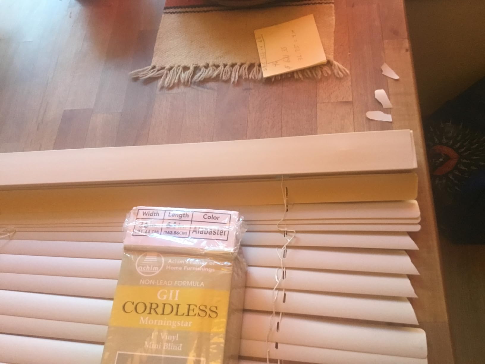 Cordless Light Filtering Mini Blind, 27 x 64 in, Pearl White customer photo 1