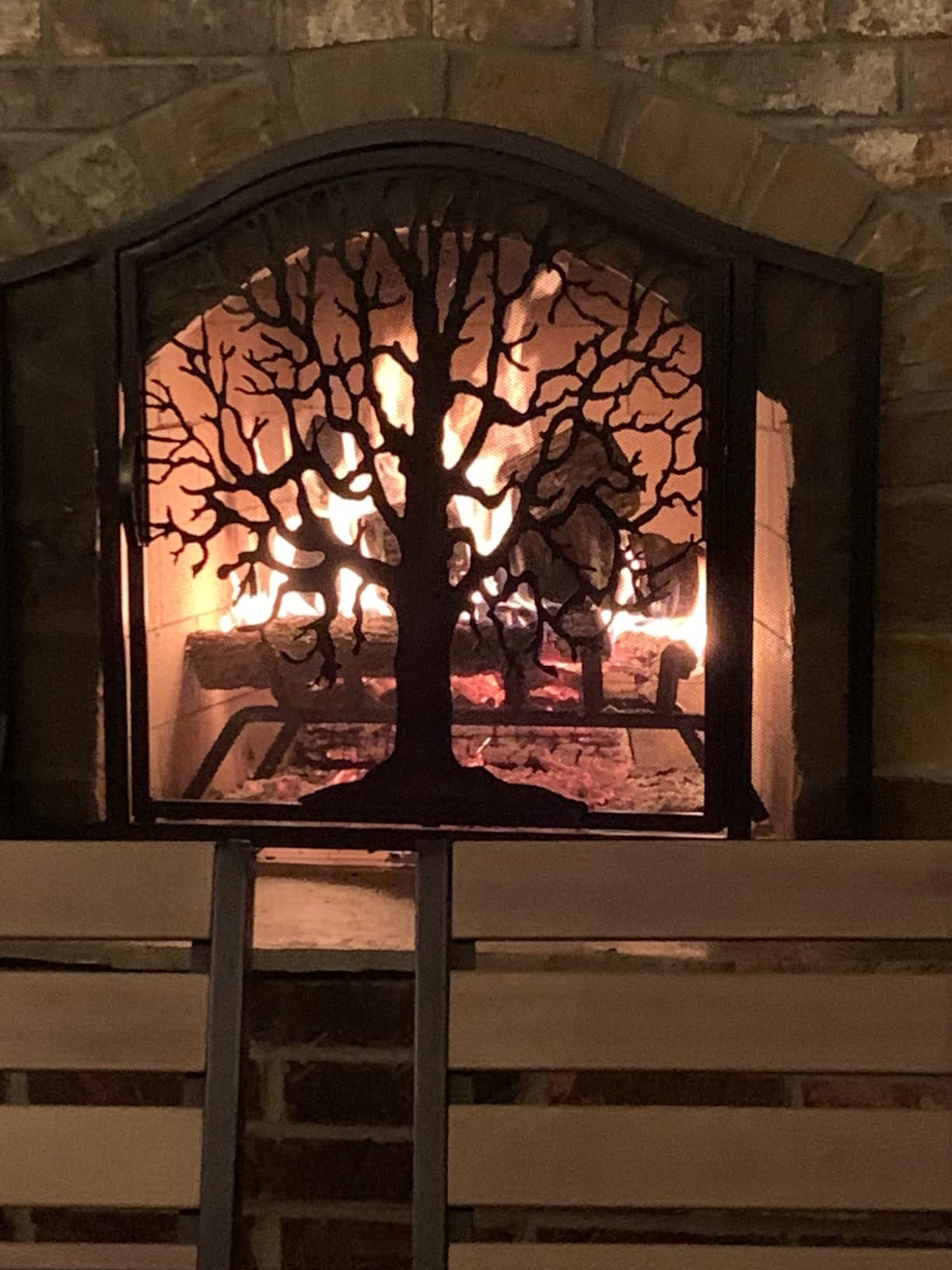 Plow & Hearth Metal Fireplace Screen Tree of Life Black | 44