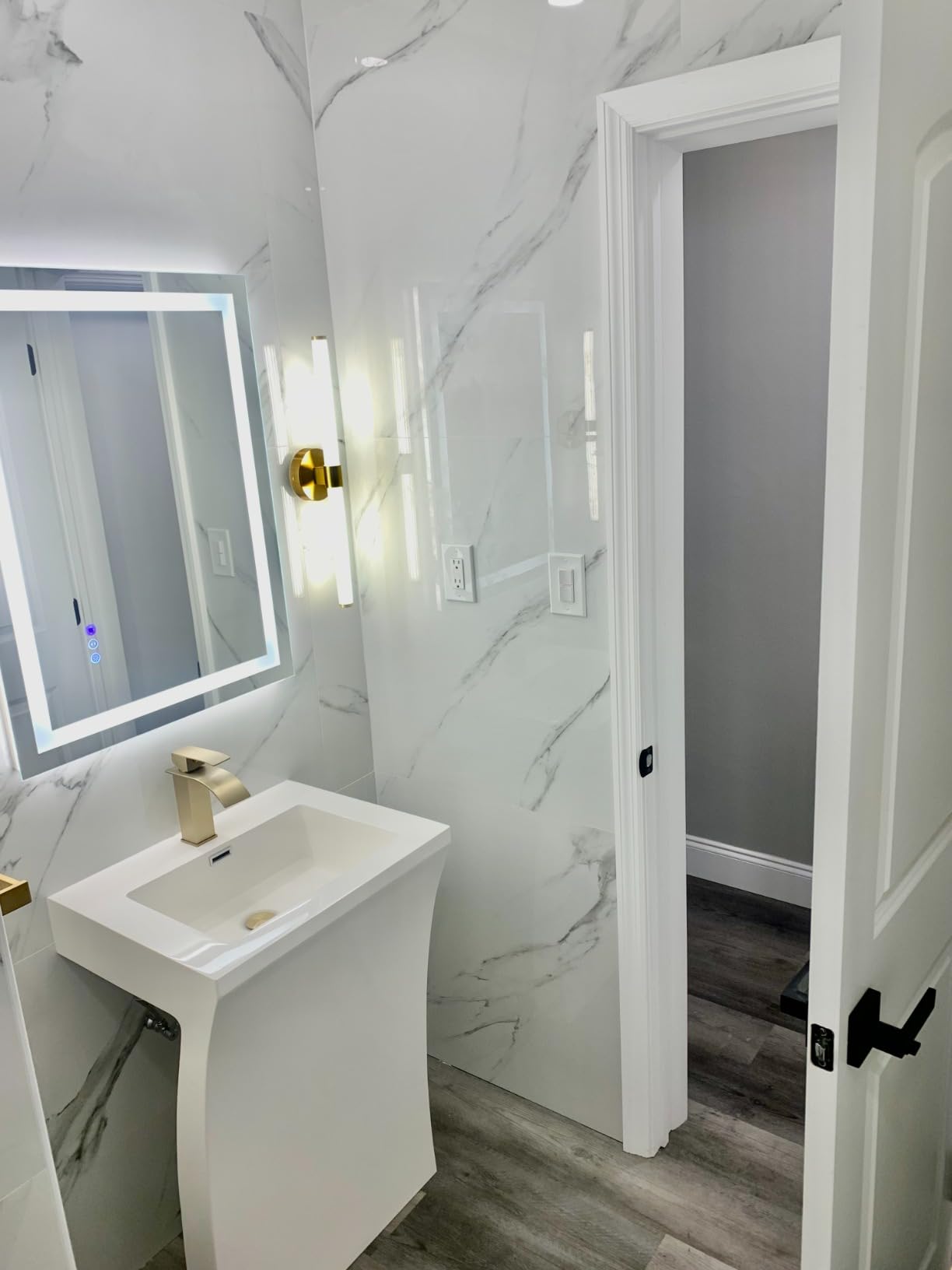 7-Shape Cedar Falls Modern Vanity Pedestal Sink, White, By Fine Fixtures customer photo 2