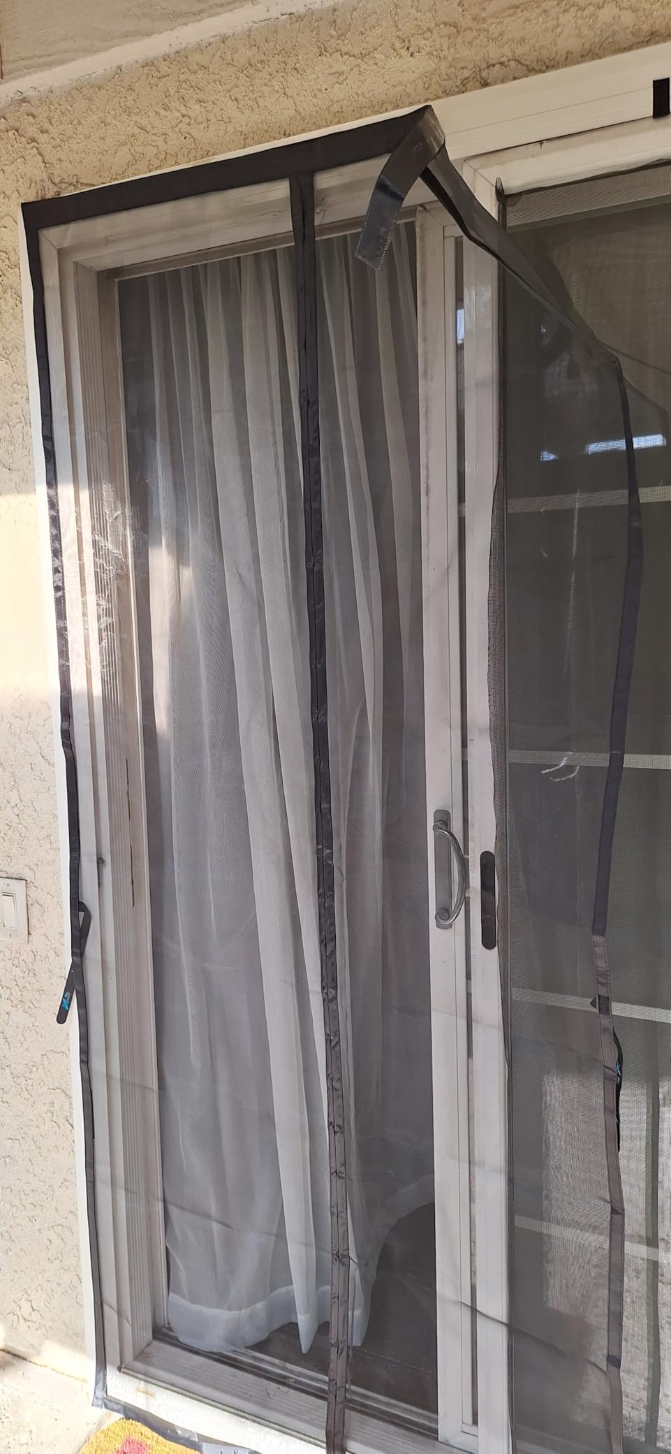 Flux Phenom Magnetic Screen Door - Bugs Out, Breeze in - 9min Install Auto-Sealing Heavy Duty Double Stitched Mesh, 52 Magnets, Hands Free Sliding & Patio Doors Net, Pet & Kid Friendly, 38 x 82 Inch customer photo 1