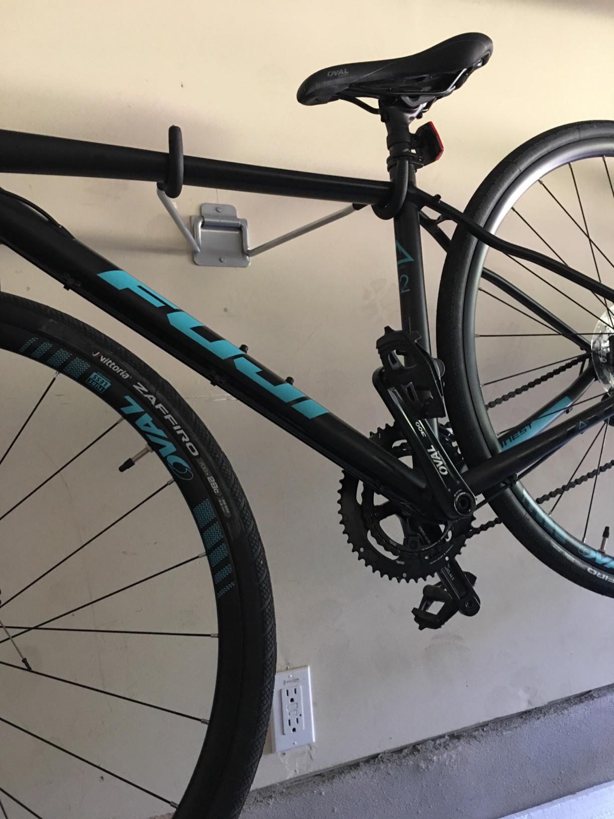 Bike Wall Mount - EVA Foam Padded Bicycle Hooks with 50lb Capacity - Flip-Up Garage Bicycle Rack for Mountain, Road, and Kids Bikes by Rad Sportz customer photo 1