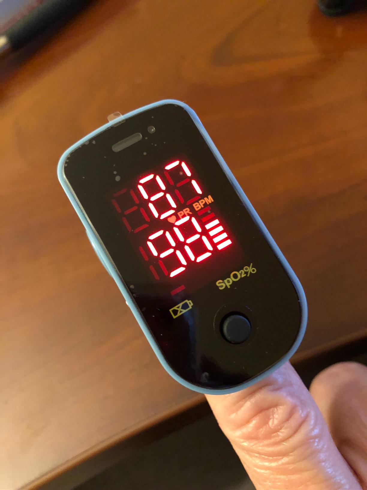CHOICEMMed Finger Pulse Oximeter, Blood Oxygen Saturation Monitor, Fingertip O2 Sensor with LED Display, Pulse Rate Reader, Portable SpO2 Monitor with Batteries, Carry Case & Lanyard, Blue customer photo 2