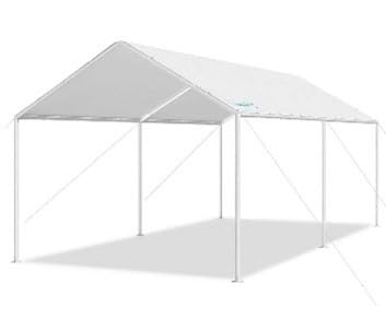Quictent 10x20 ft Heavy Duty Carport Canopy Galvanized Car Tent Outdoor Garage Boat Shelter with Reinforced Structure, No Sidewall - White customer photo 1