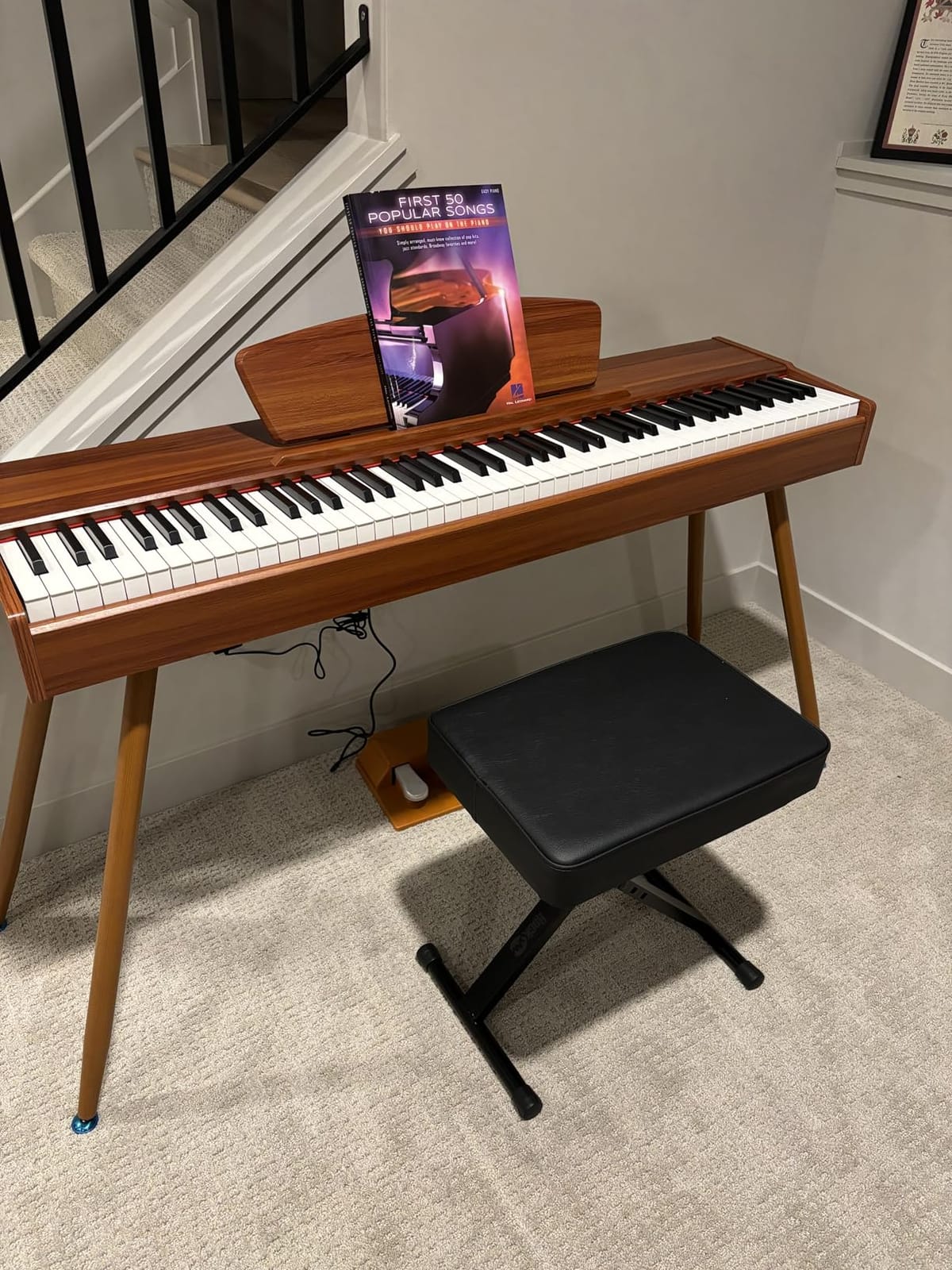 RockJam RJKBB100 Adjustable Padded Piano Bench, Keyboard Stool | Padded piano bench with 4 height settings and folding steel X frame for keyboard players, kids and adults customer photo 2
