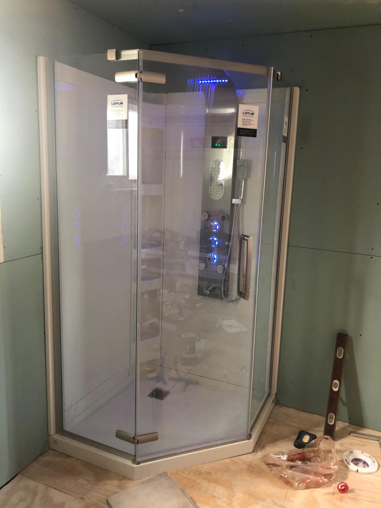 ELLO&ALLO LED Shower Panel Tower System, Rainfall and Mist Head Rain Massage Stainless Steel Shower Fixtures with Adjustable Body Jets, Brushed Nickel customer photo 1