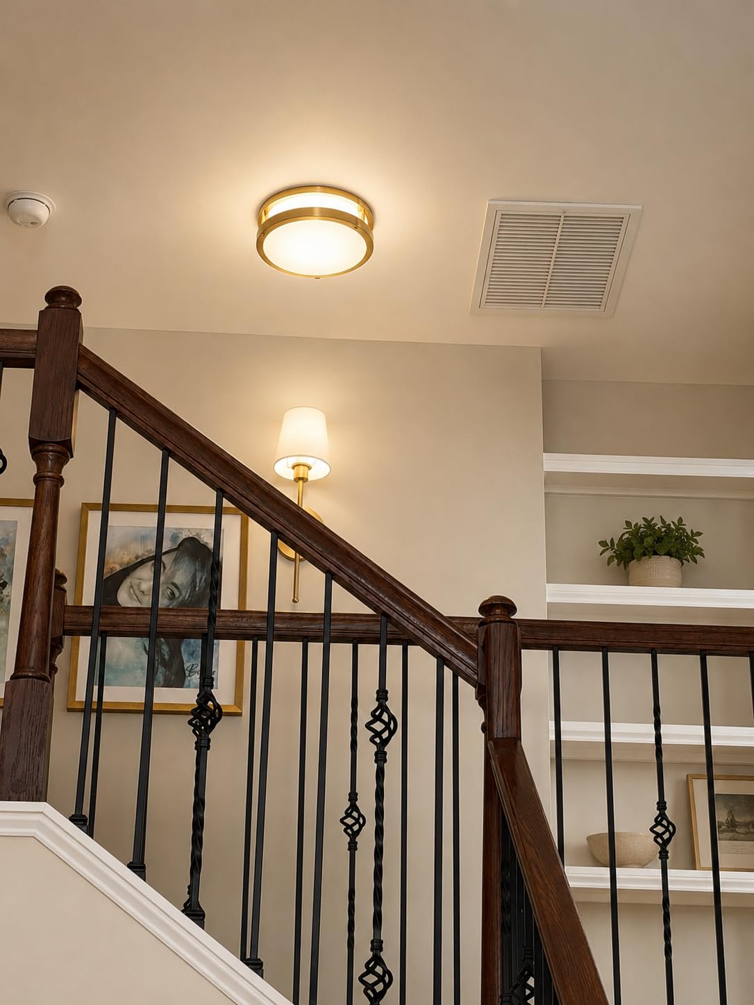 hykolity 13 inch Flush Mount LED Ceiling Light Fixture, 5CCT | 2700K/3000K/3500K/4000K/5000K Adjustable Ceiling Lights, Brushed Nickel Saturn Dimmable Lighting for Kitchen, ETL Listed customer photo 2