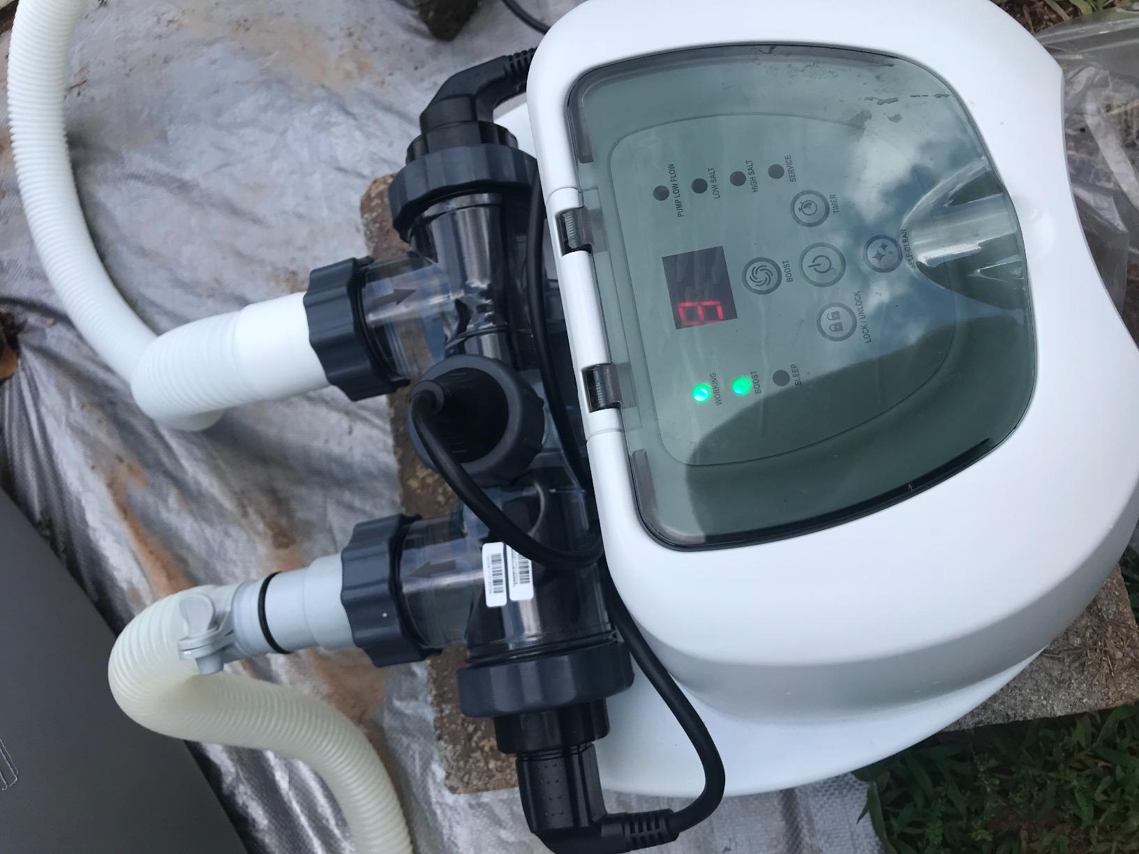 INTEX Krystal Clear QS1200 Saltwater Swimming Pool Chlorine System | 26669EG - For Above Ground Pools up to 15,000 Gal, Pool Cleaner with Automatic Timer and Self Cleaning Mode customer photo 2