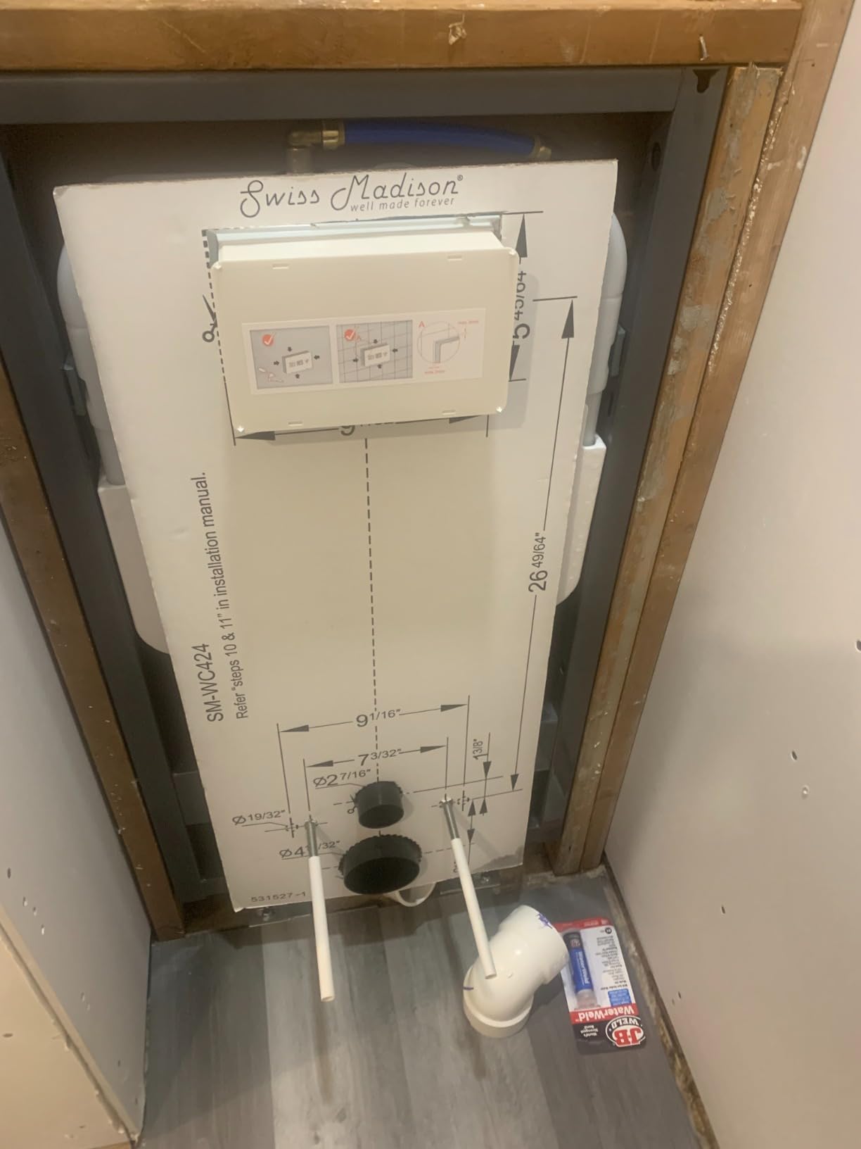 Swiss Madison SM-WC424 Concealed In-Wall Toilet Tank Carrier System Wall-Hung Dual Flush, 23