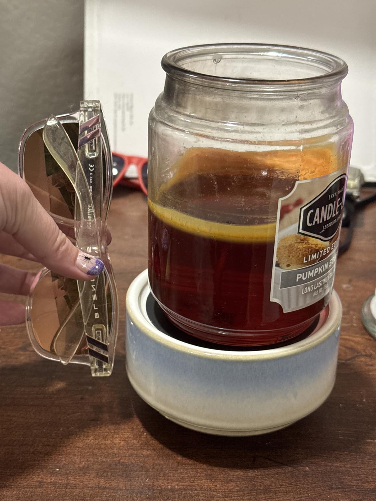 Candle Warmers ETC 2-in-1 Candle and Fragrance Warmer for Warming Scented Candles or Wax Melts and Tarts with to Freshen Room, Pewter Walnut customer photo 2