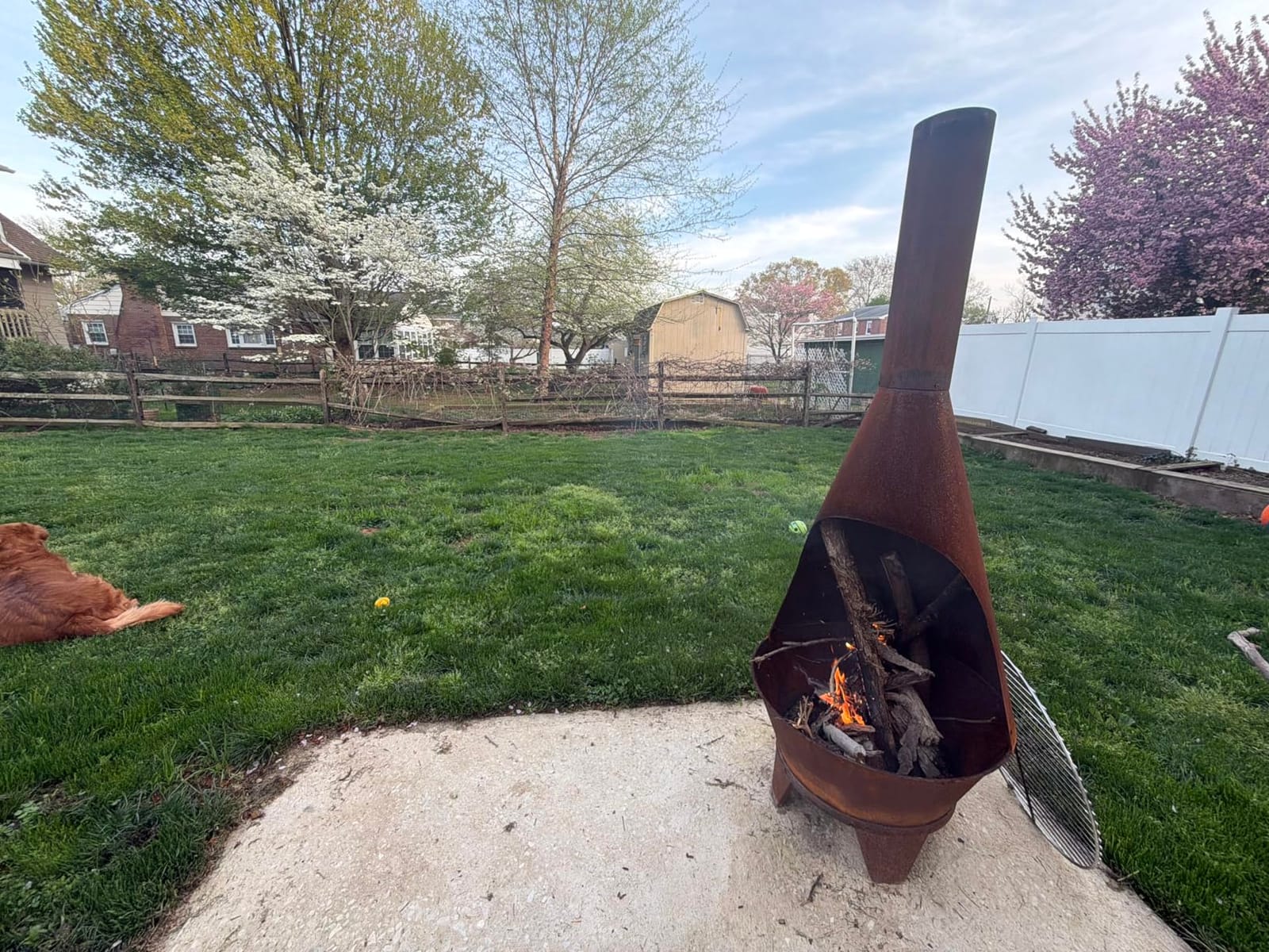 Sunnydaze Large Chiminea Outdoor Fireplace with Grill Grate, Rustic, 75
